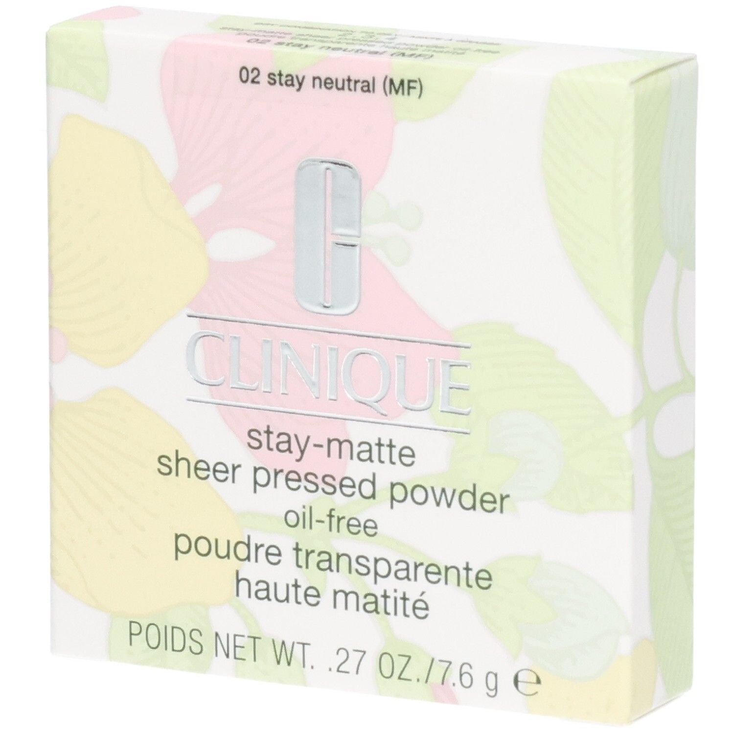 Clinique Stay-Matte Sheer Pressed Powder Verpackung, Farbe 02 Stay Neutral.