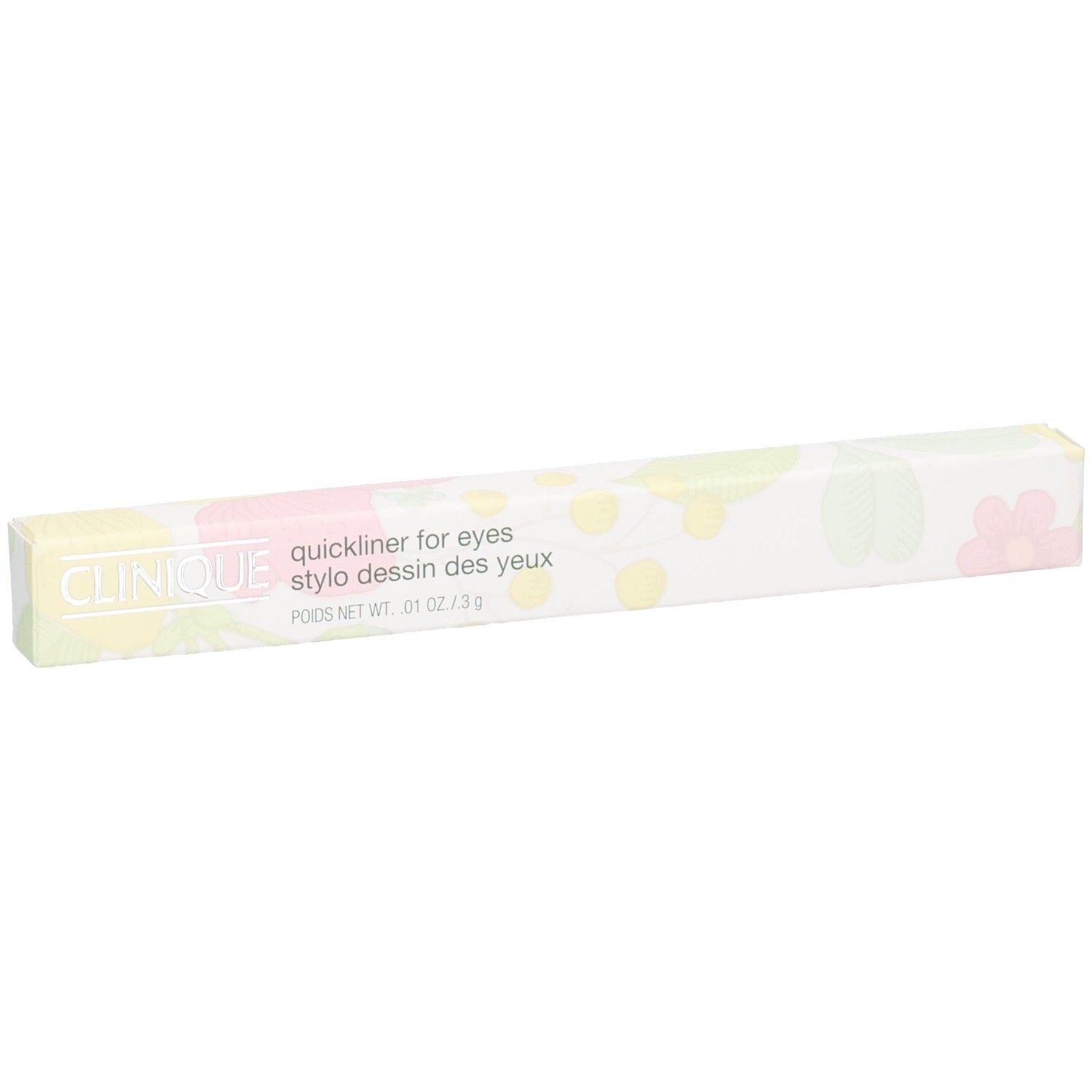 Clinique Quickliner for Eyes Stiftverpackung, floral bedruckt.