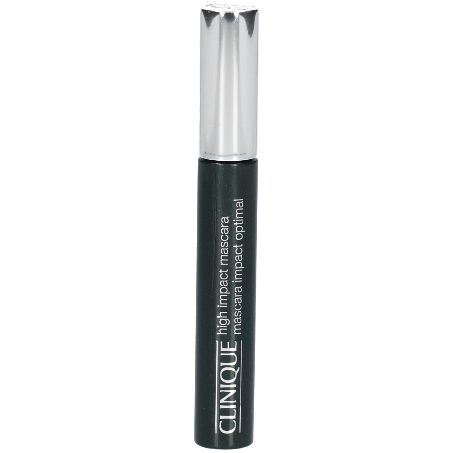 Clinique High Impact Mascara in Dunkelgrün mit silbernem Deckel.