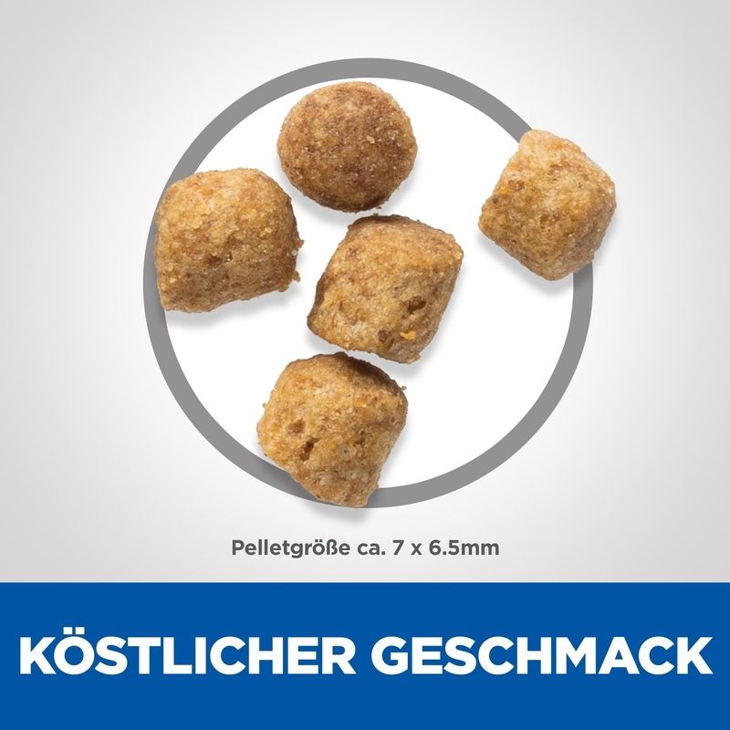 Hill's Science Plan Katzenfutter Pellets. Runde, braune Pellets, ca. 7 x 6,5 mm groß. Köstlicher Geschmack.