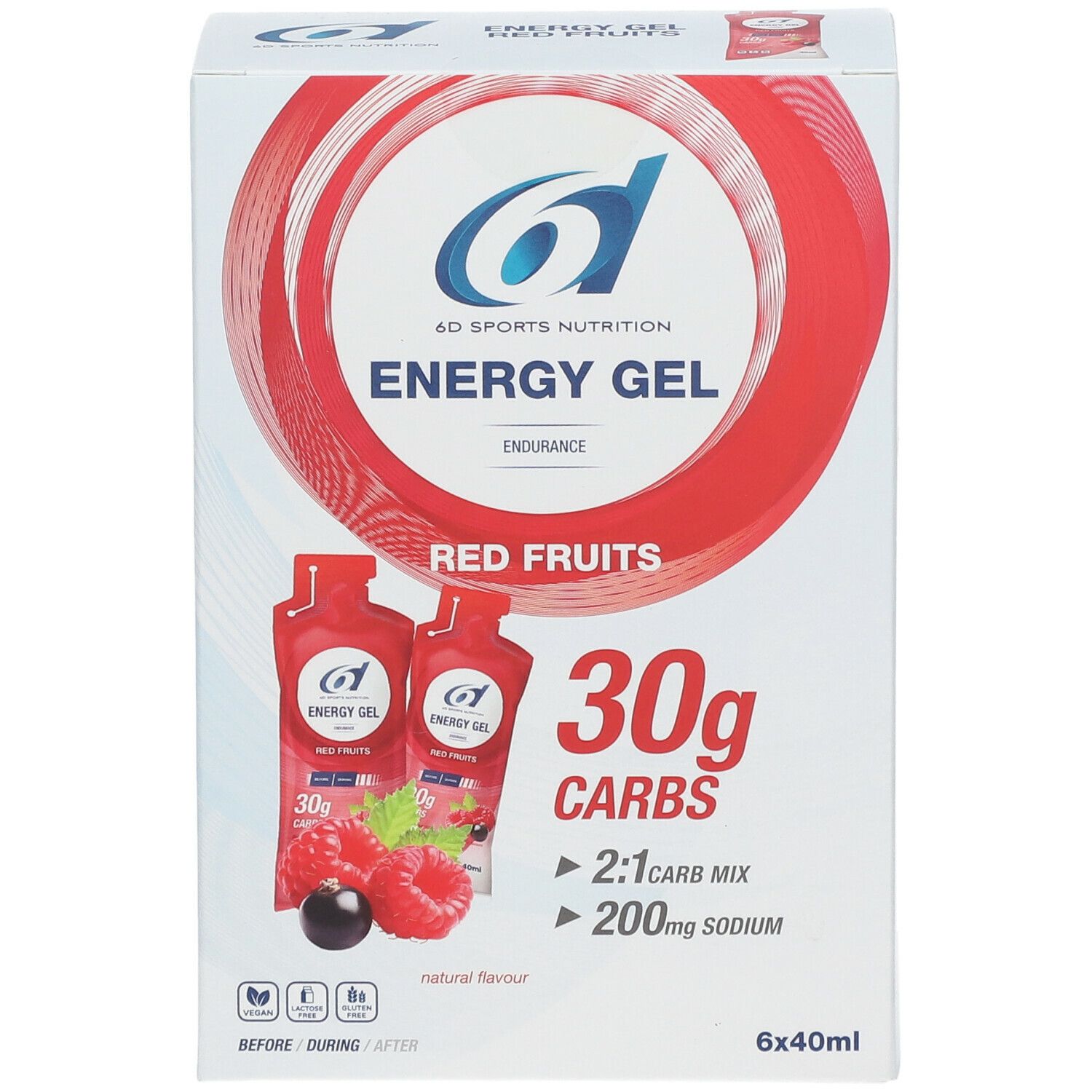 6D Sports Nutrition Energy Gel Rote Früchte