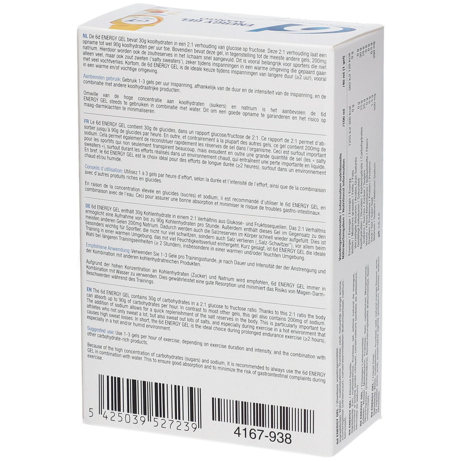 6D Sports Nutrition Energy Gel Mango