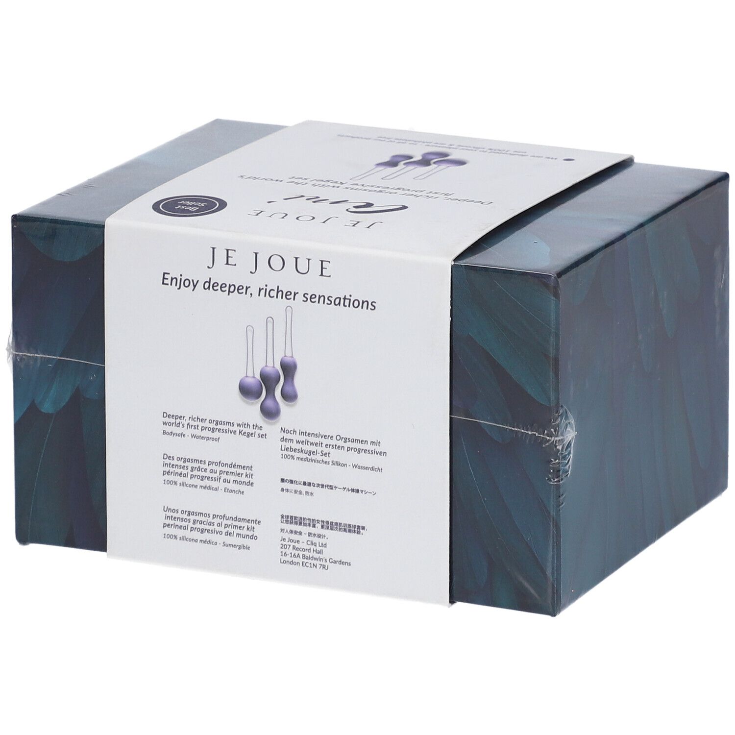 Verpackung des progressiven Geisha-Kugel-Sets Violett mit drei Kugeln.