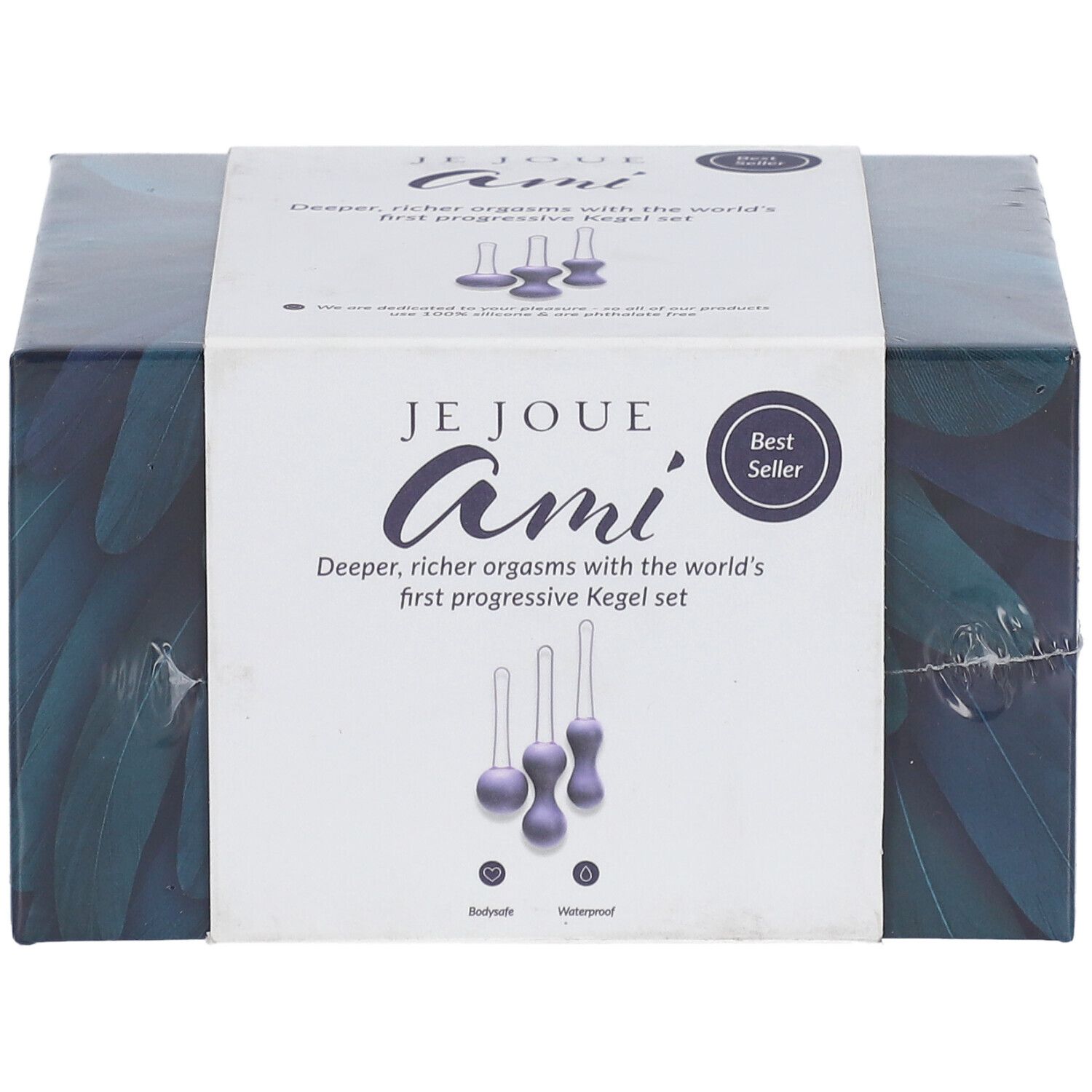 Verpackung des progressiven Geisha-Kugel-Sets Violett mit drei Kugeln.