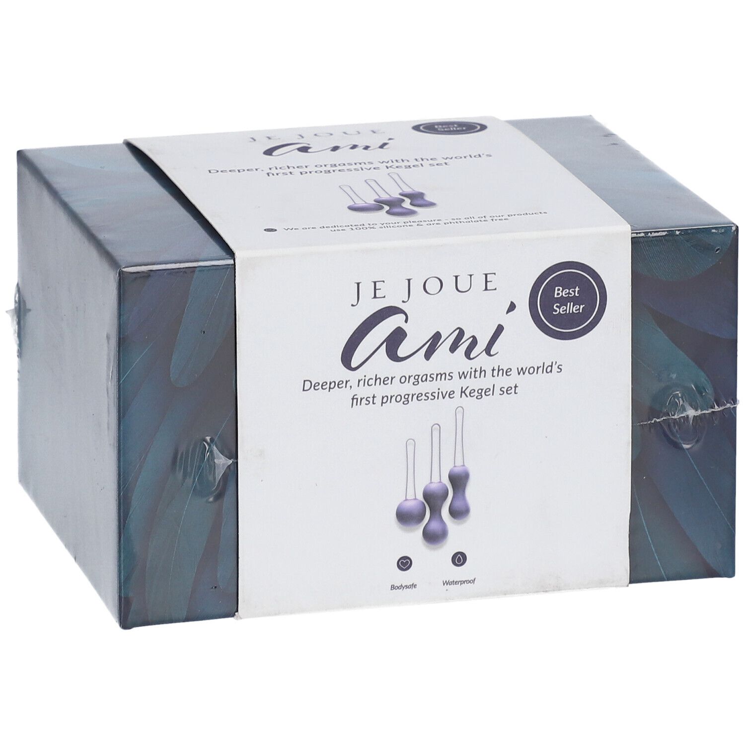 Verpackung des progressiven Geisha-Kugel-Sets Violett mit drei Kugeln.