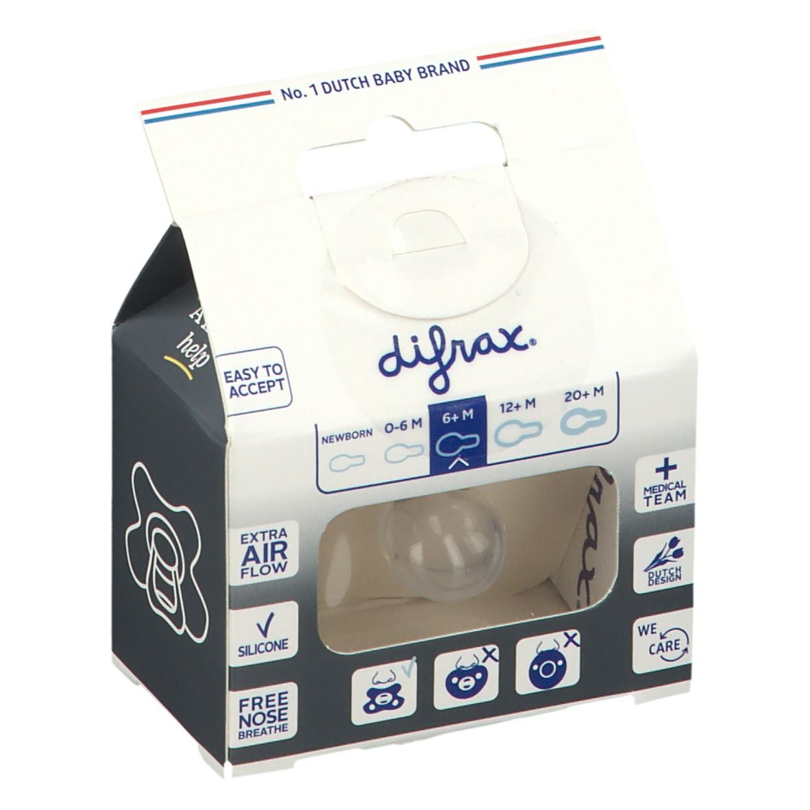 difrax® Schnuller Natural Pfirsich +6 Monate