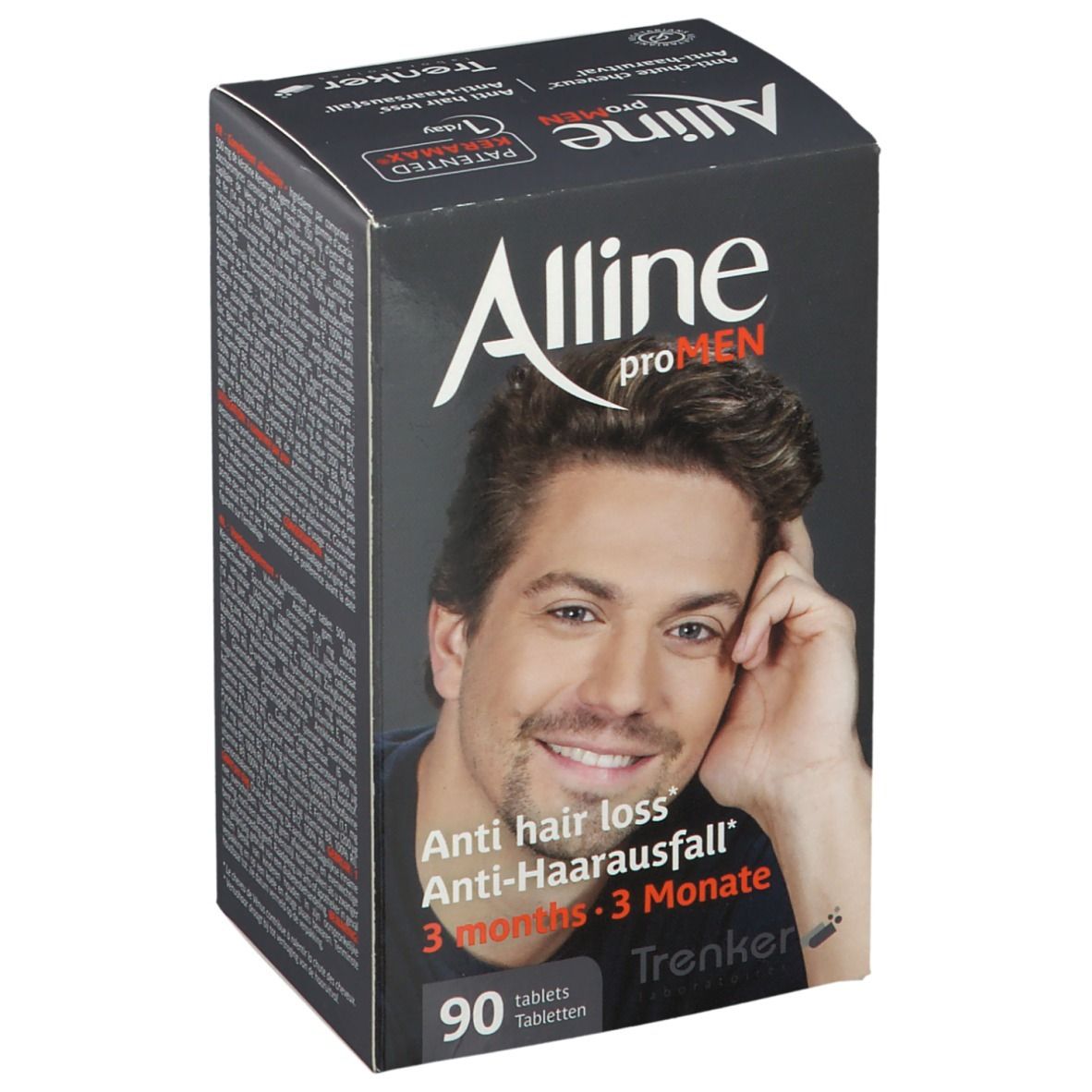 Symbole für Haarausfall, Nährung, Glanz, Alline proMen.