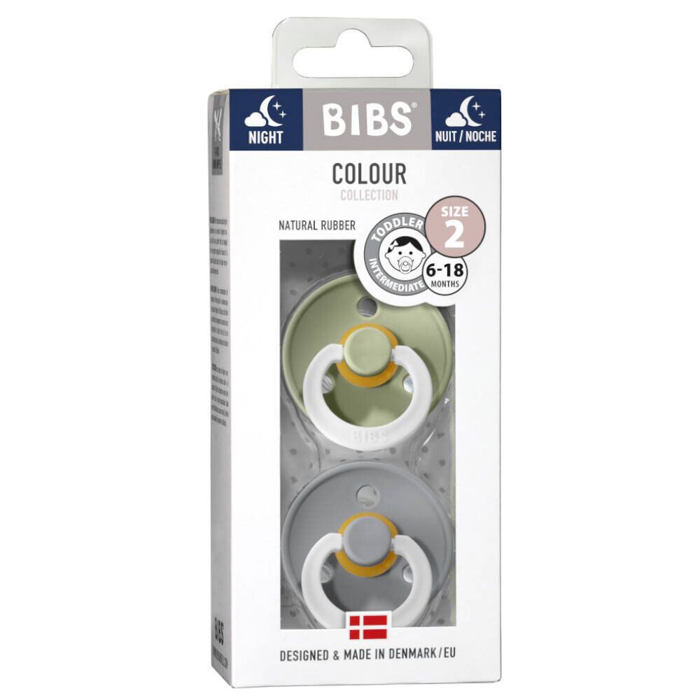 BIBS® BIBS COLOUR Nachtsauger Salbei - Wolke 6 - 18 Monate Größe 2