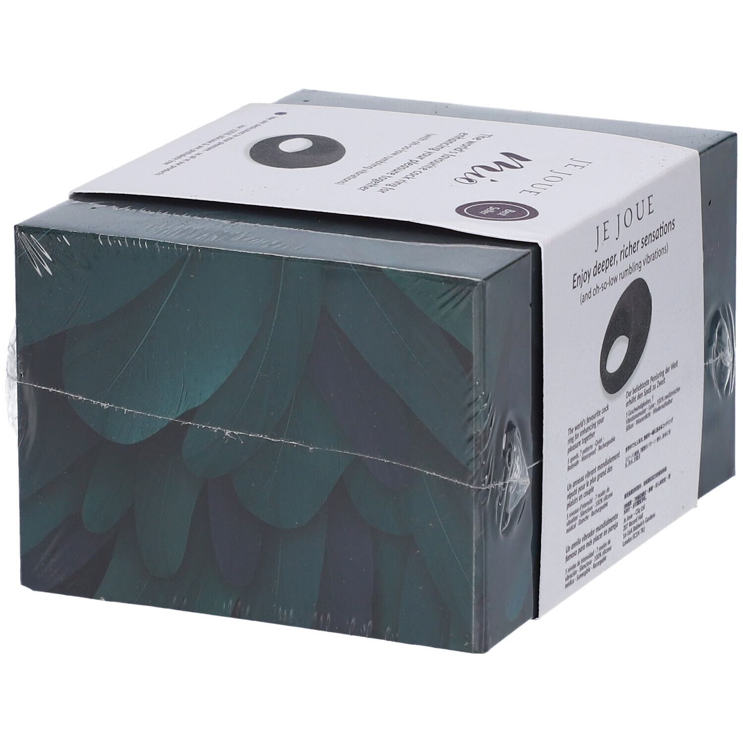 Verpackung eines Vibrators mit Federdesign und Produktinformationen.