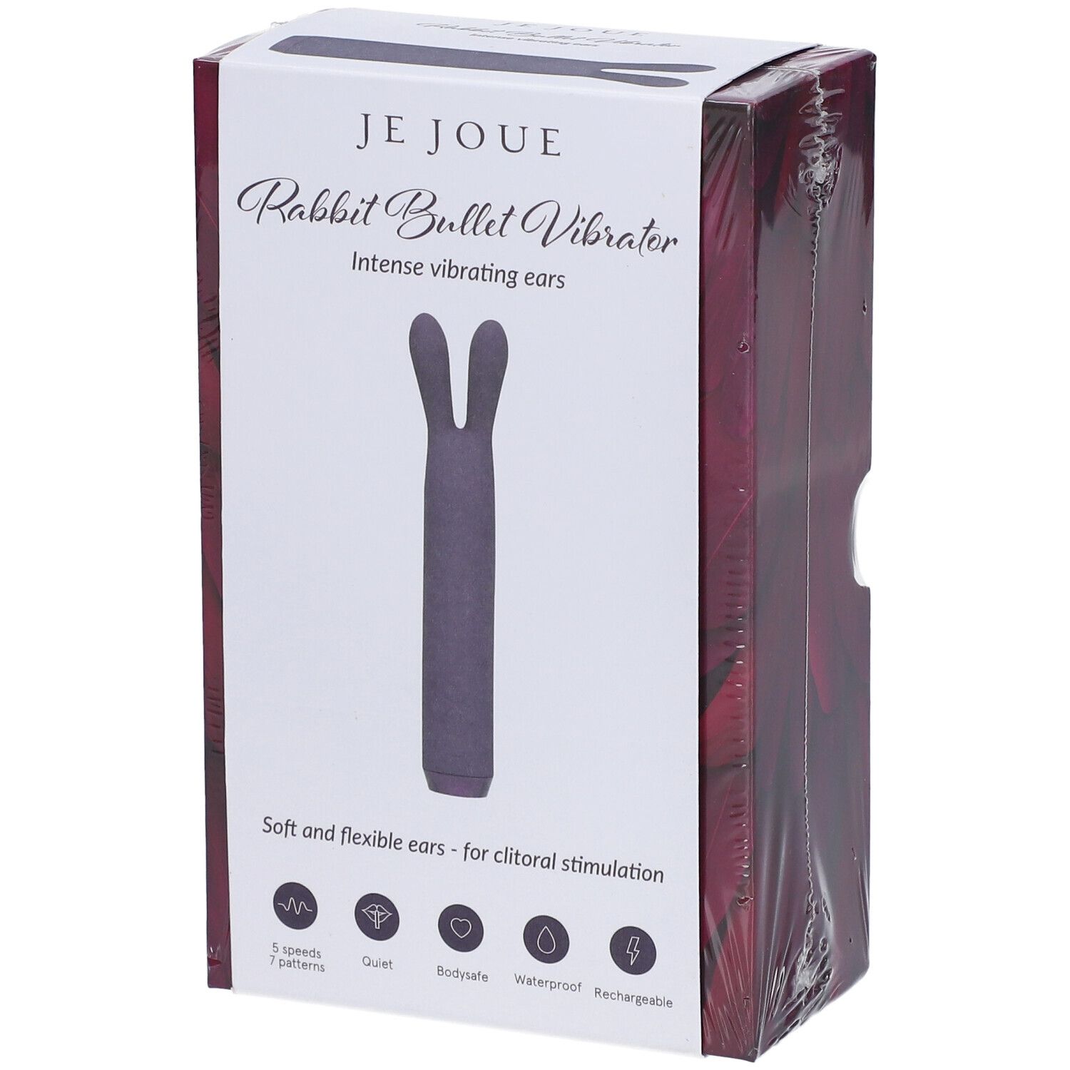 Verpackung eines lila Hasenohren-Vibrators mit "Rabbit Bullet Vibrator" Aufschrift.