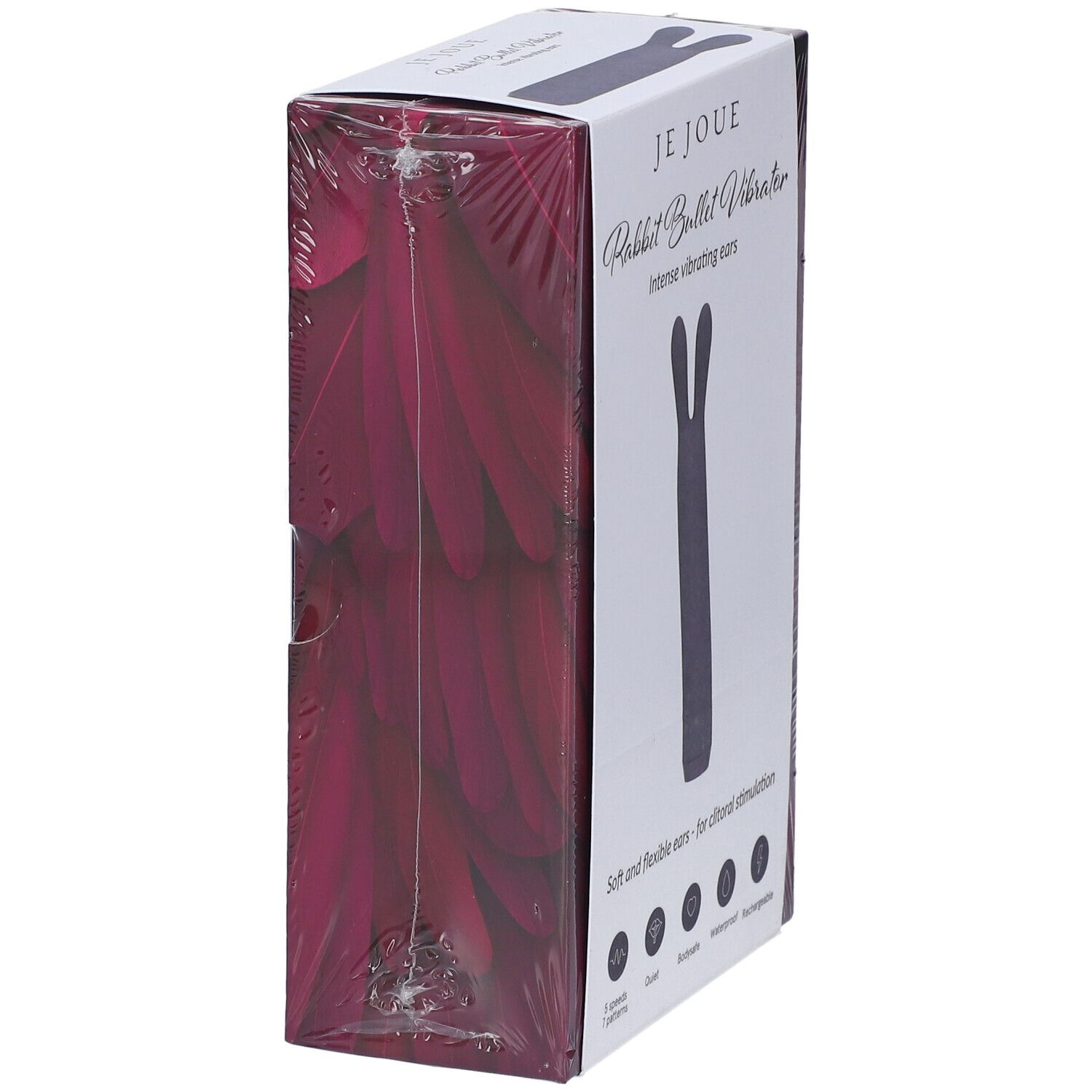 Verpackung eines Hasen-Vibrators mit der Aufschrift "JE JOUE Rabbit Bullet Vibrator".