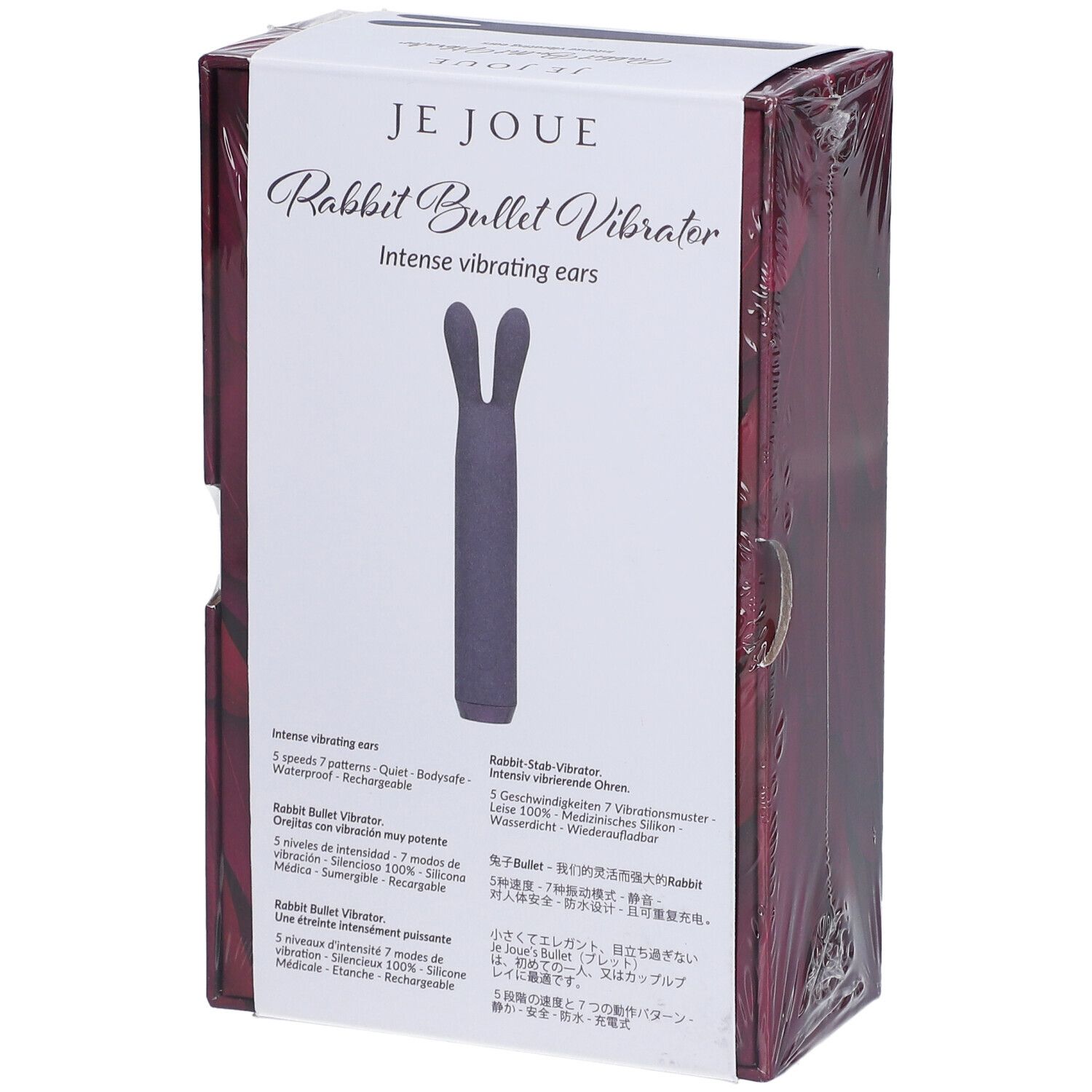 Verpackung eines lila Hasenohren-Vibrators mit der Aufschrift 'Rabbit Bullet Vibrator'.