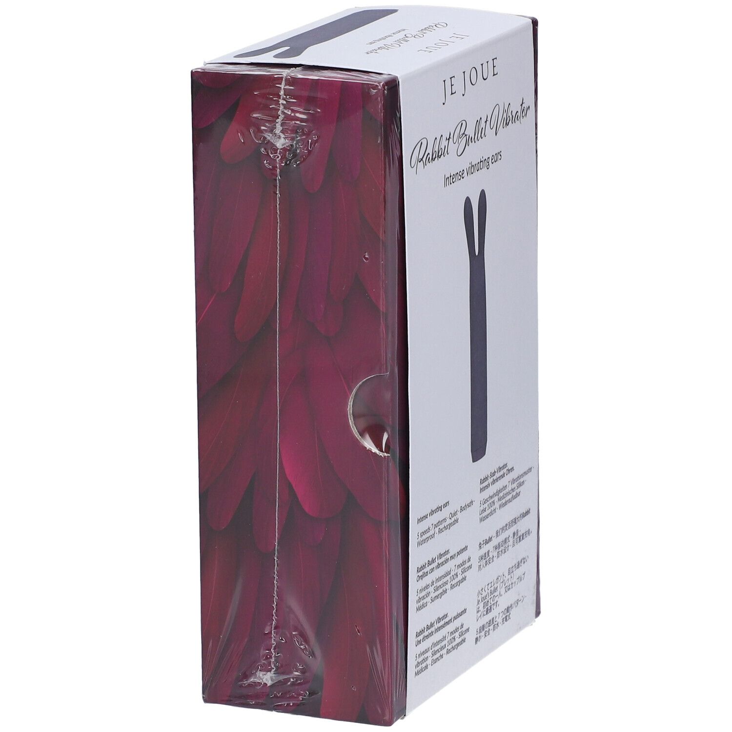 Verpackung eines lila Hasen-Vibrators mit der Aufschrift "JE JOUE Rabbit Bullet Vibrator".