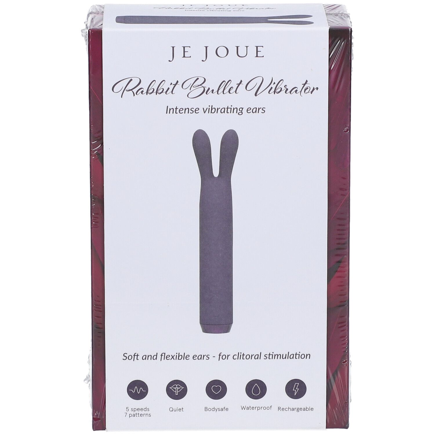Verpackung eines lila Hasen-Bullet-Vibrators mit der Aufschrift 'Rabbit Bullet Vibrator'.