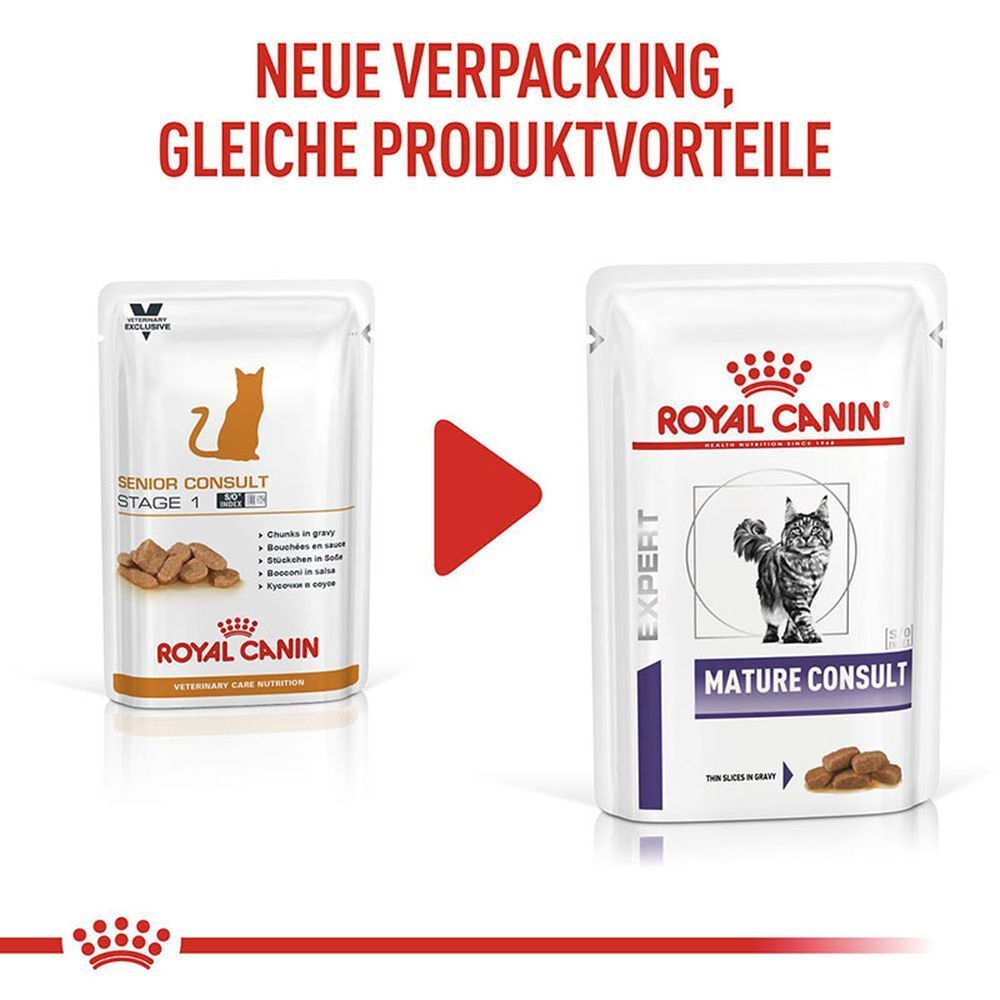 Drei Beutel ROYAL CANIN Mature Consult Katzenfutter.