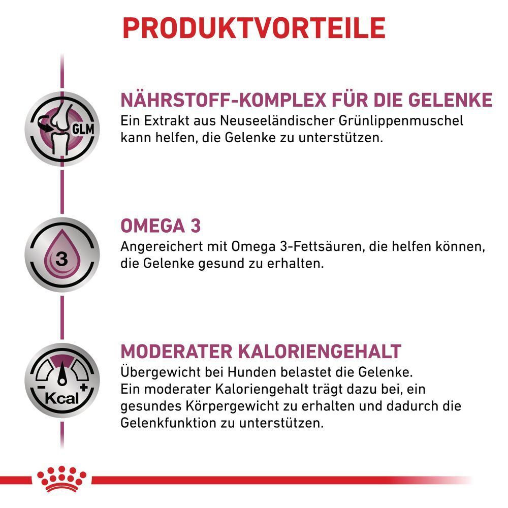Produktvorteile: Nährstoff-Komplex für die Gelenke, Omega 3, Moderater Kaloriengehalt.