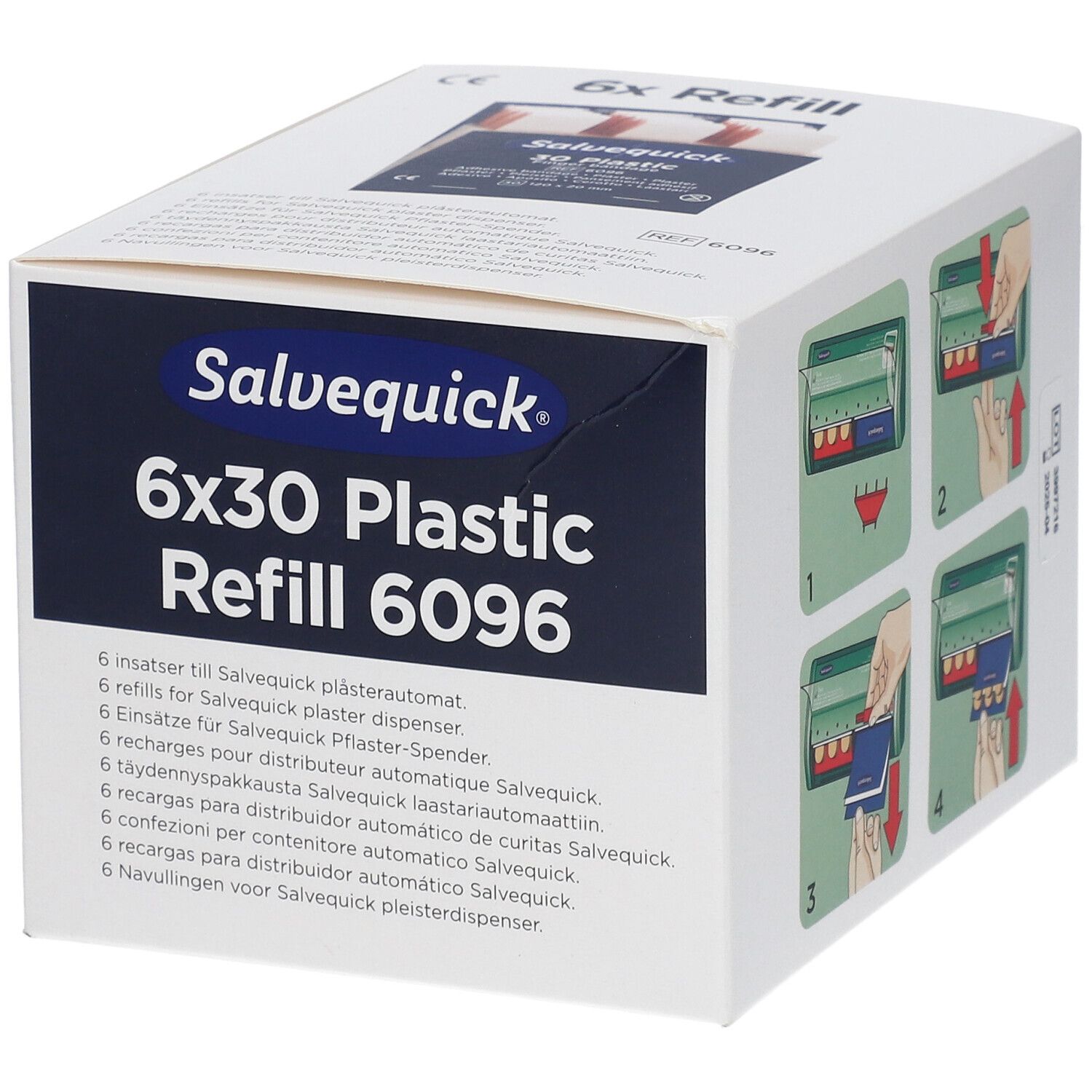 Salvequick 6x30 Plastic Refill 6096 Packung mit 6 Einsätzen für Pflasterspender.