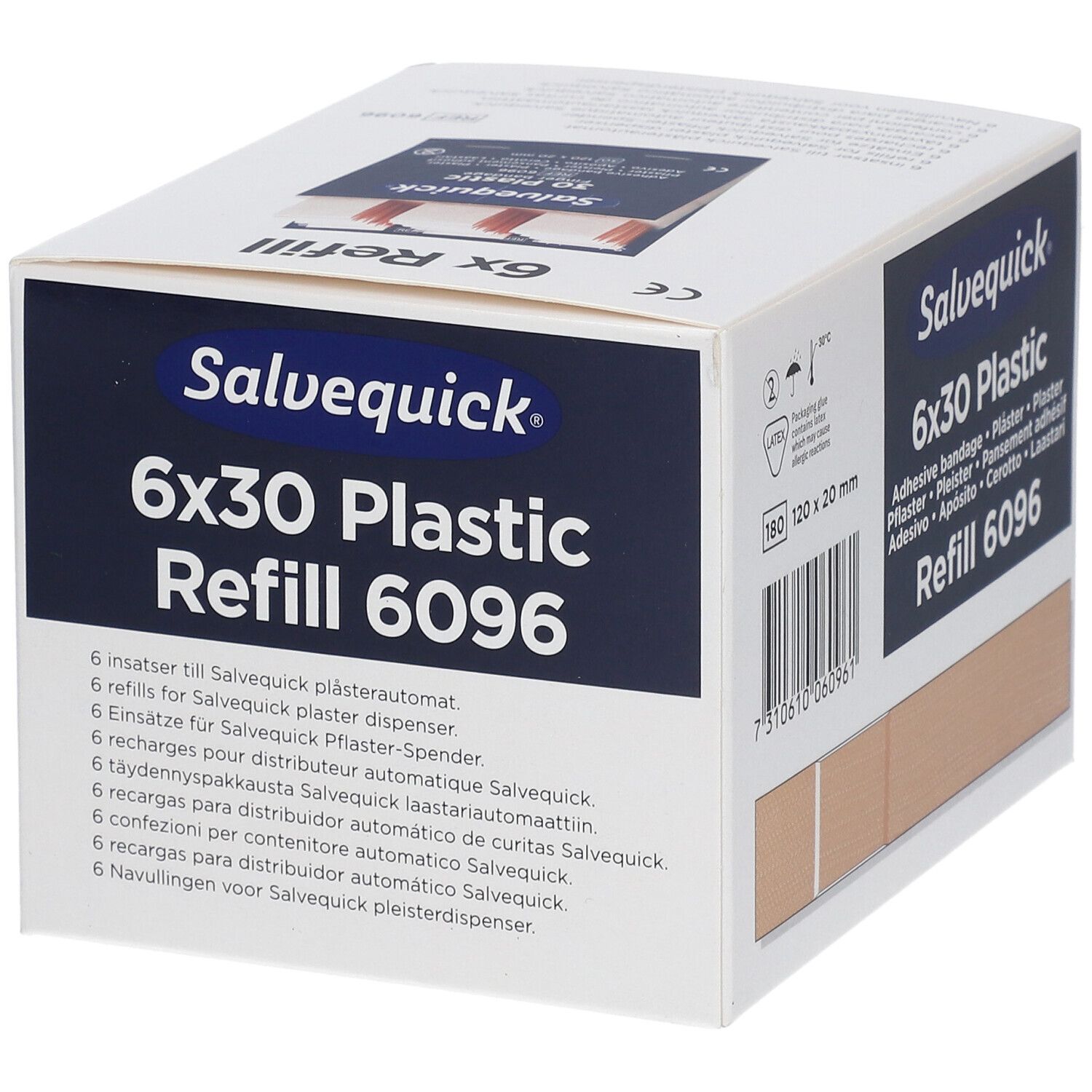Salvequick 6x30 Plastic Refill 6096 Packung mit 6 Einsätzen für Pflasterspender.