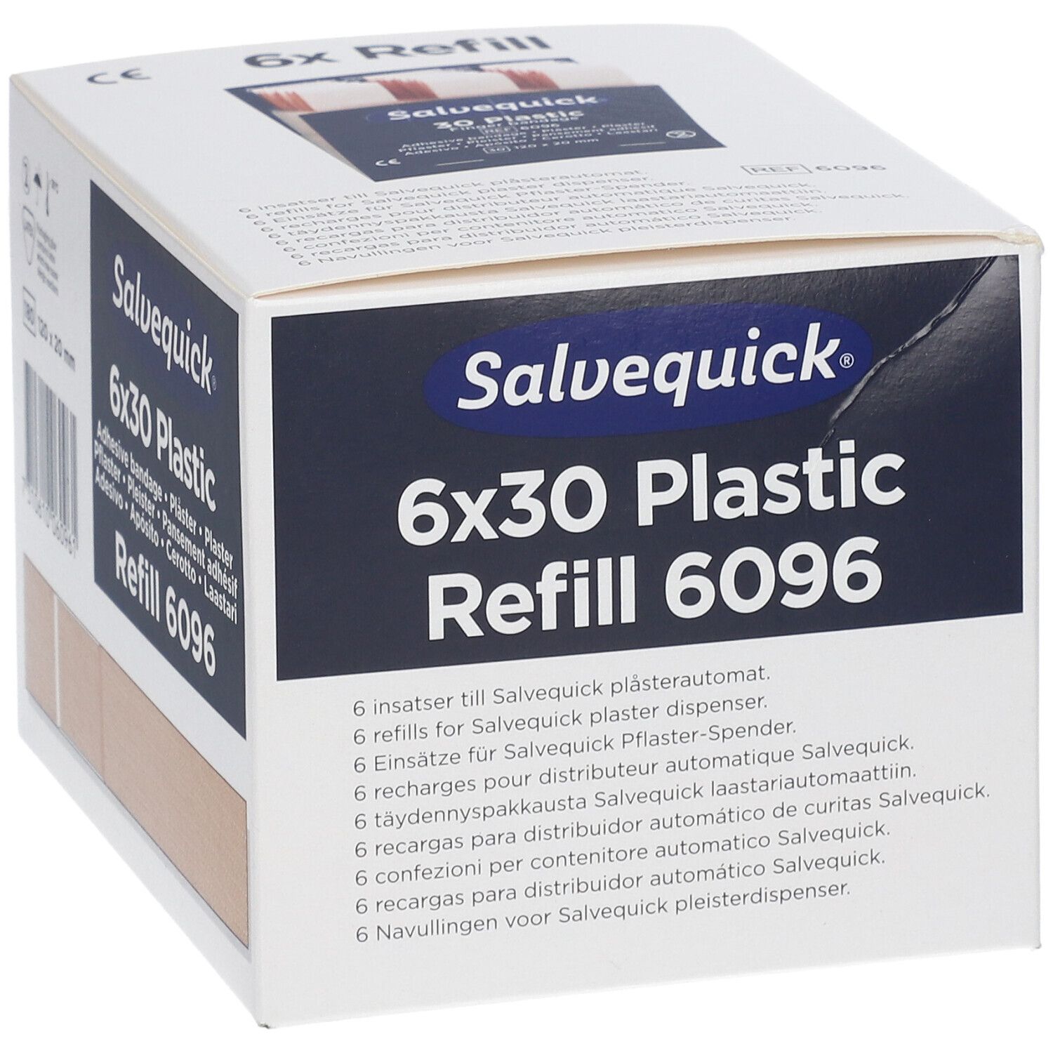 Salvequick 6x30 Plastic Refill 6096 Packung mit 6 Einsätzen für Pflasterspender.