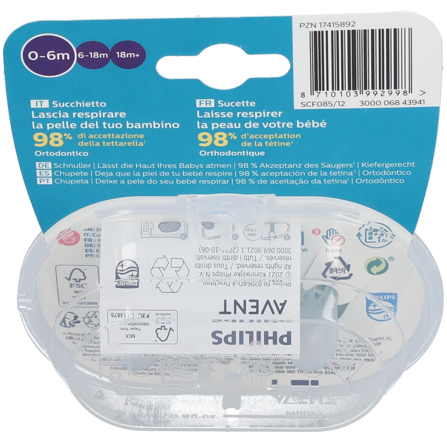 PHILIPS Avent Ultra Air Schnuller 0-6 Monate, Papagei/ Ananas