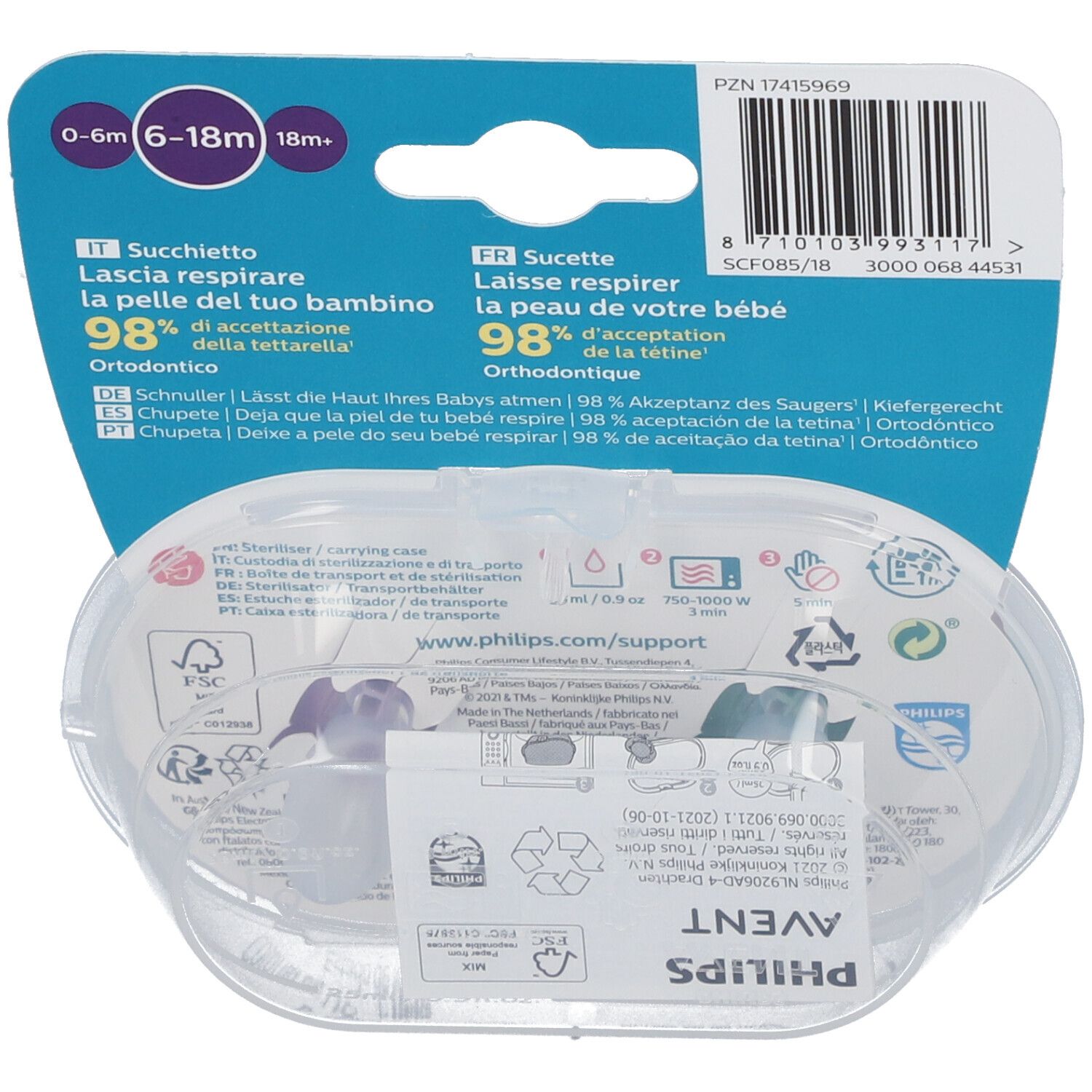 PHILIPS Avent Ultra Air Schnuller 6-18 Monate, Katze/ Koala