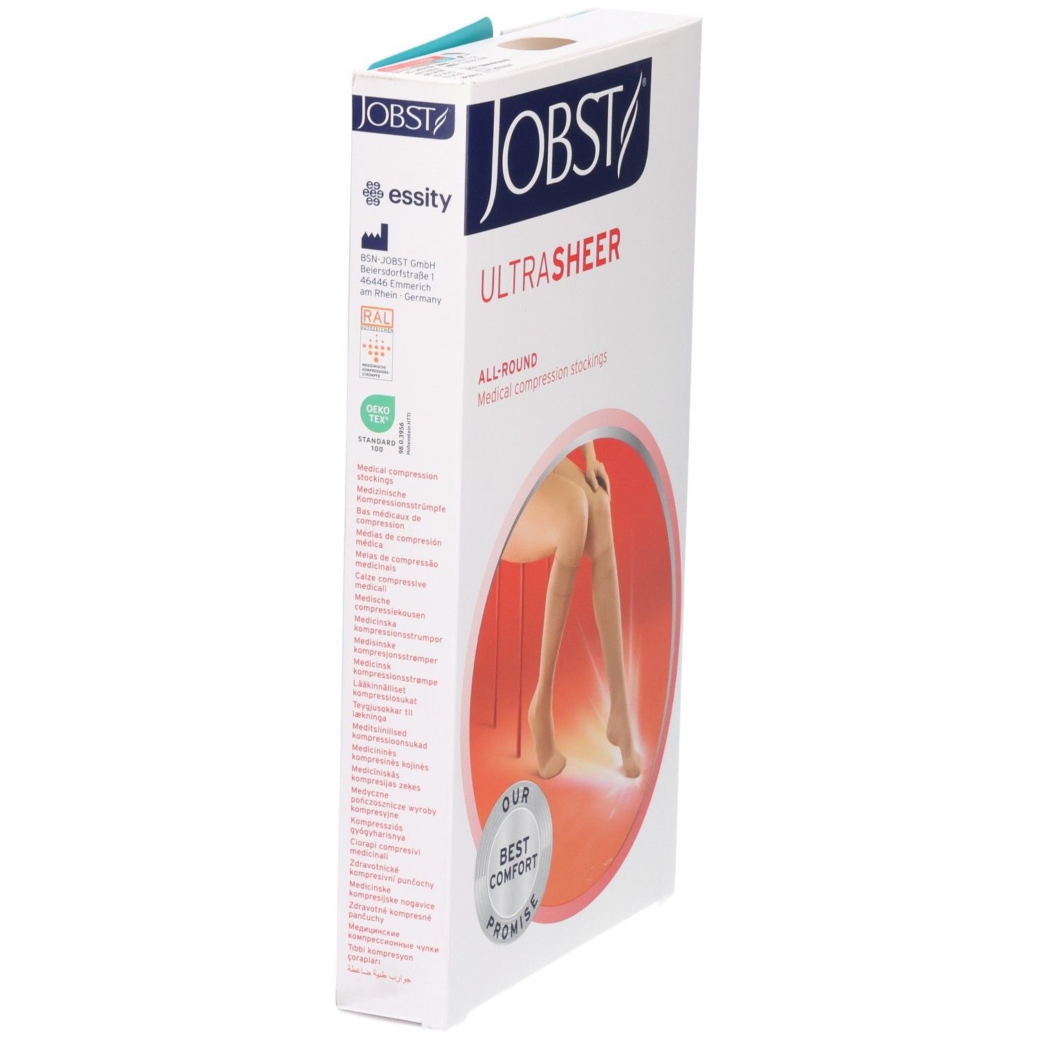 Verpackung von JOBST Ultrasheer medizinischen Kompressionsstrümpfen.