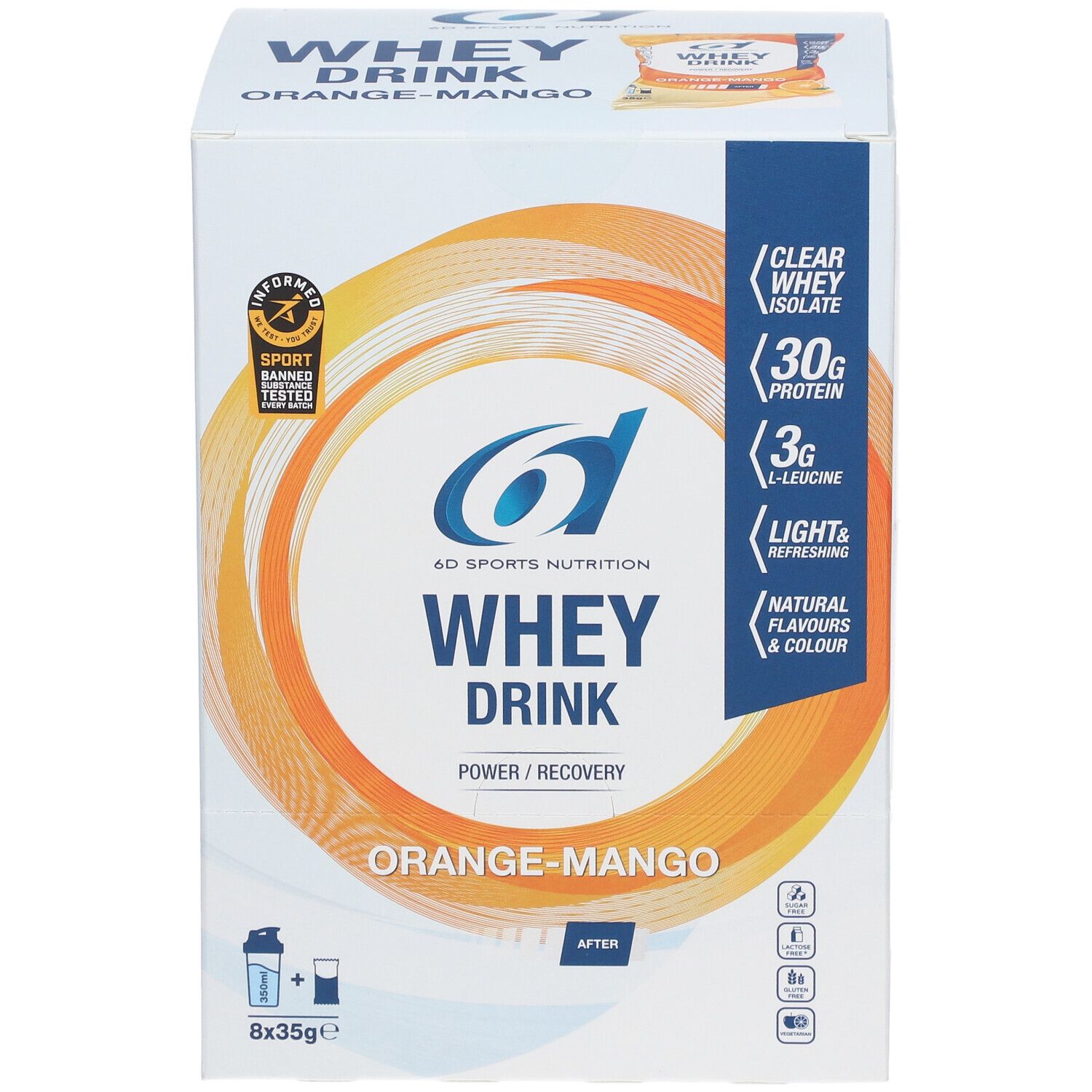 6D SPORTS NUTRITION Molkedrink Orange - Mangue