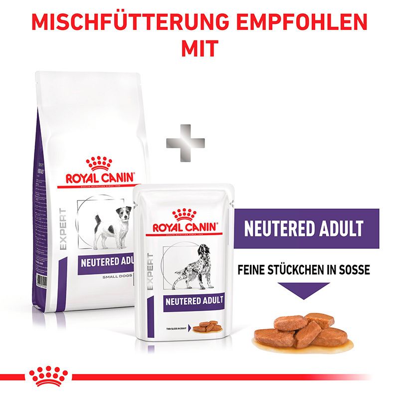 Royal Canin Trocken- und Nassfutter für kastrierte erwachsene Hunde, "Neutered Adult" Small Dogs.
