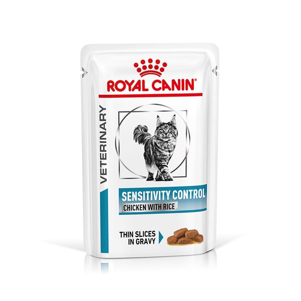 Royal Canin Veterinary Sensitivity Control: Hühnchen mit Reis, dünne Scheiben in Soße.