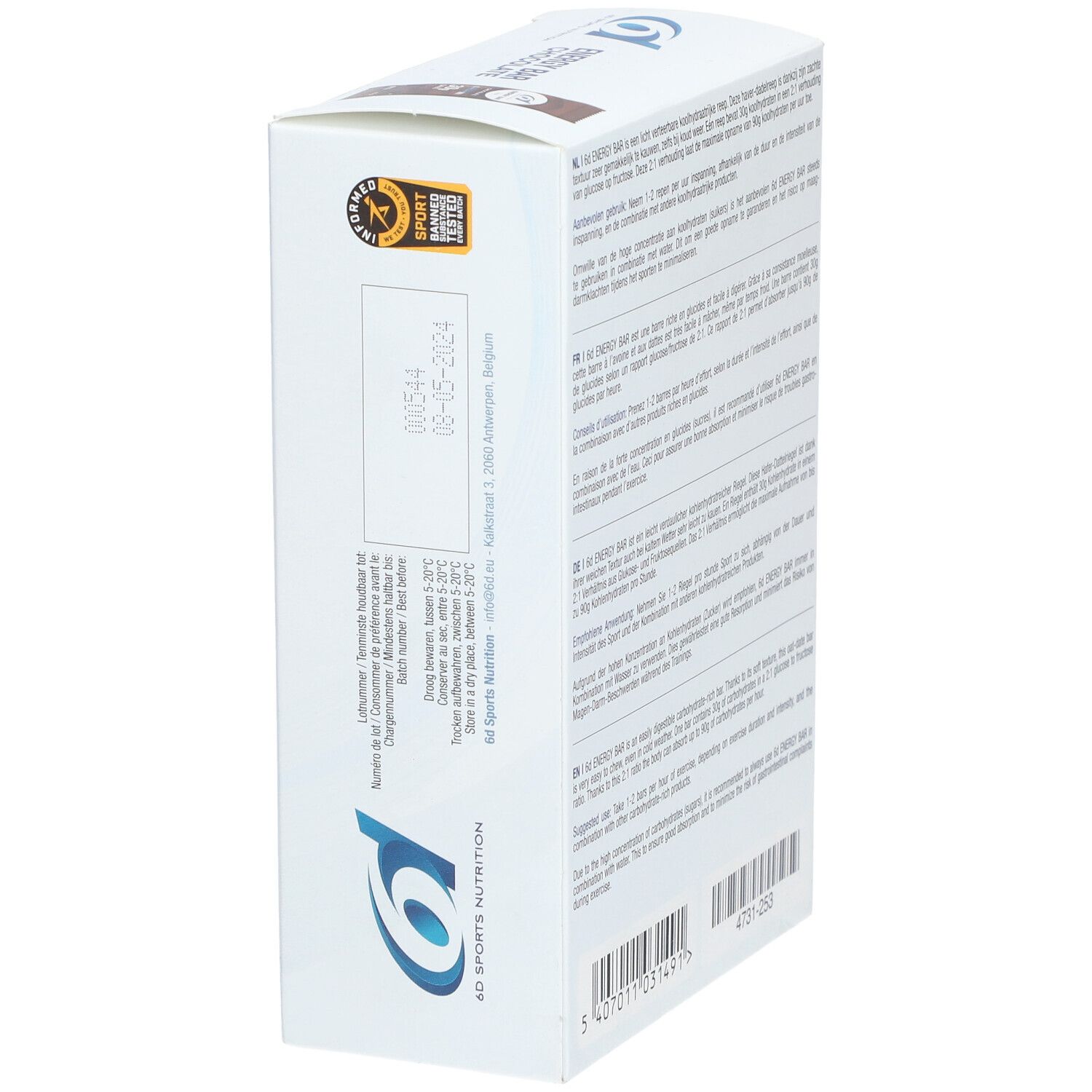 6D Sports Nutrition Energie-Riegel Chocolat