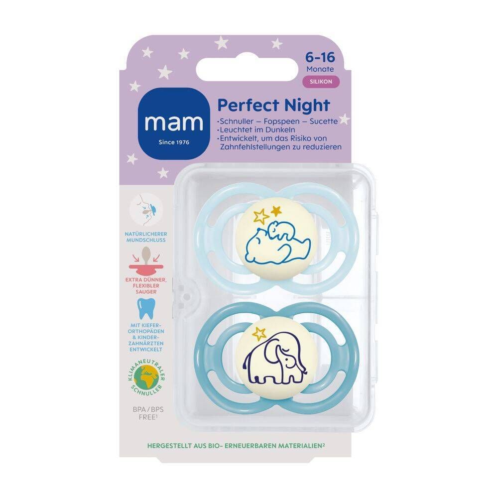 MAM Perfect Night Schnuller Silikon Blau 6-16