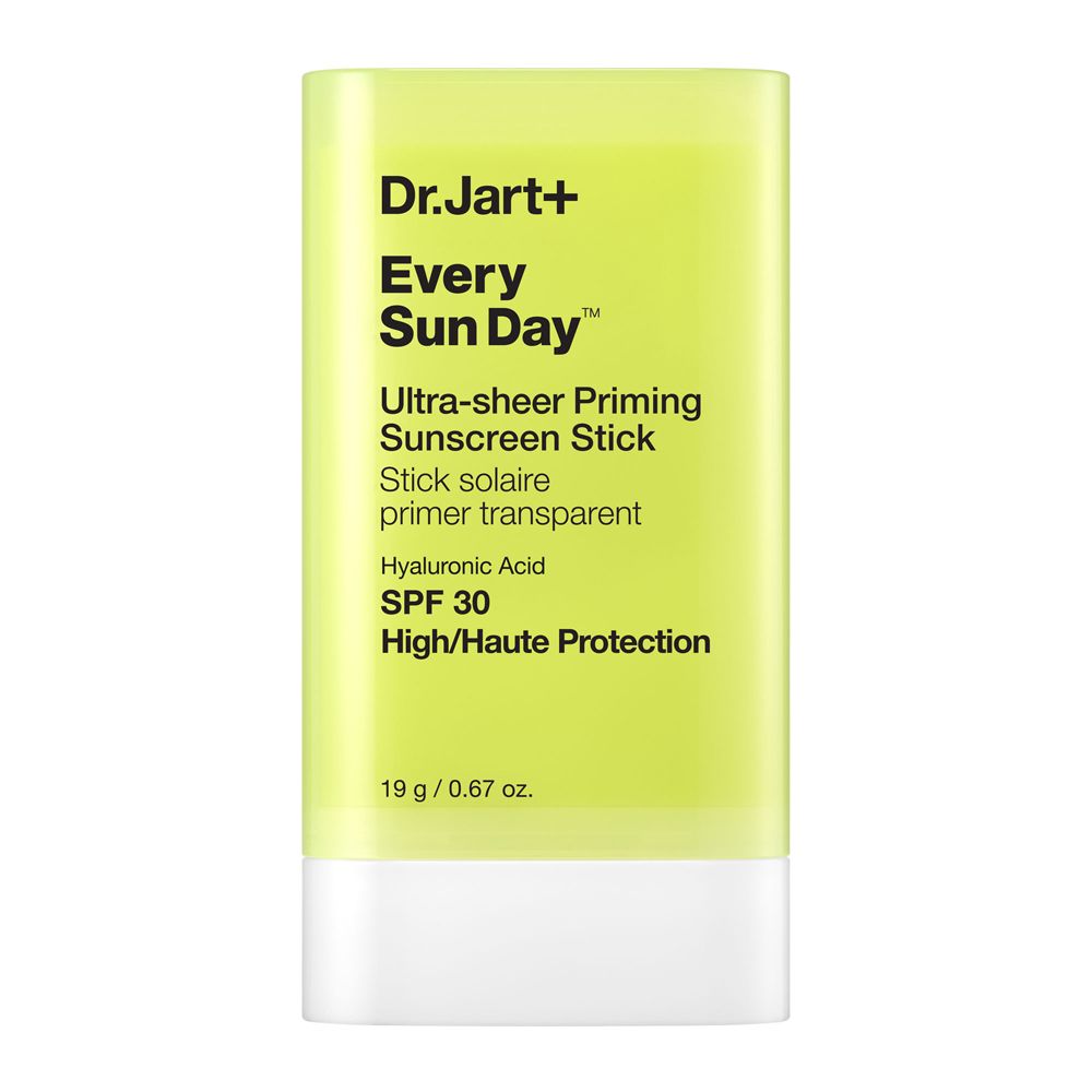 Dr.Jart+ Every Sun Day Sonnenschutz-Stick. Grün-weiße Verpackung. Text: SPF 30, 19 g.