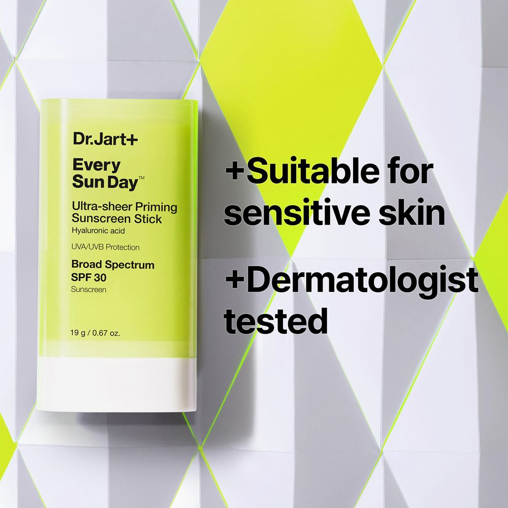 Dr.Jart+ Every Sun Day Stick. Text: Für empfindliche Haut geeignet, dermatologisch getestet.