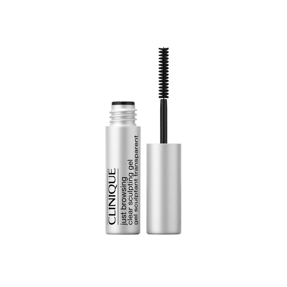 Clinique Just Browsing™ Clear Sculpting Gel. Tube mit Bürste. Produkt geöffnet.