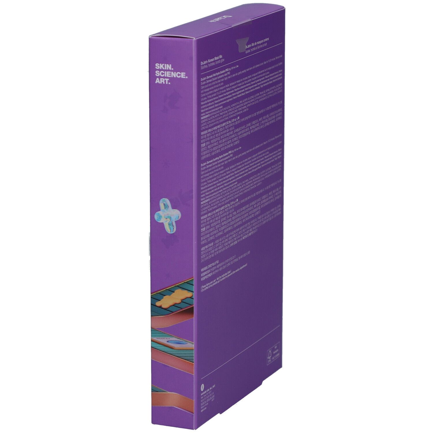 Seitenansicht der Verpackung. Text: Skin. Science. Art.