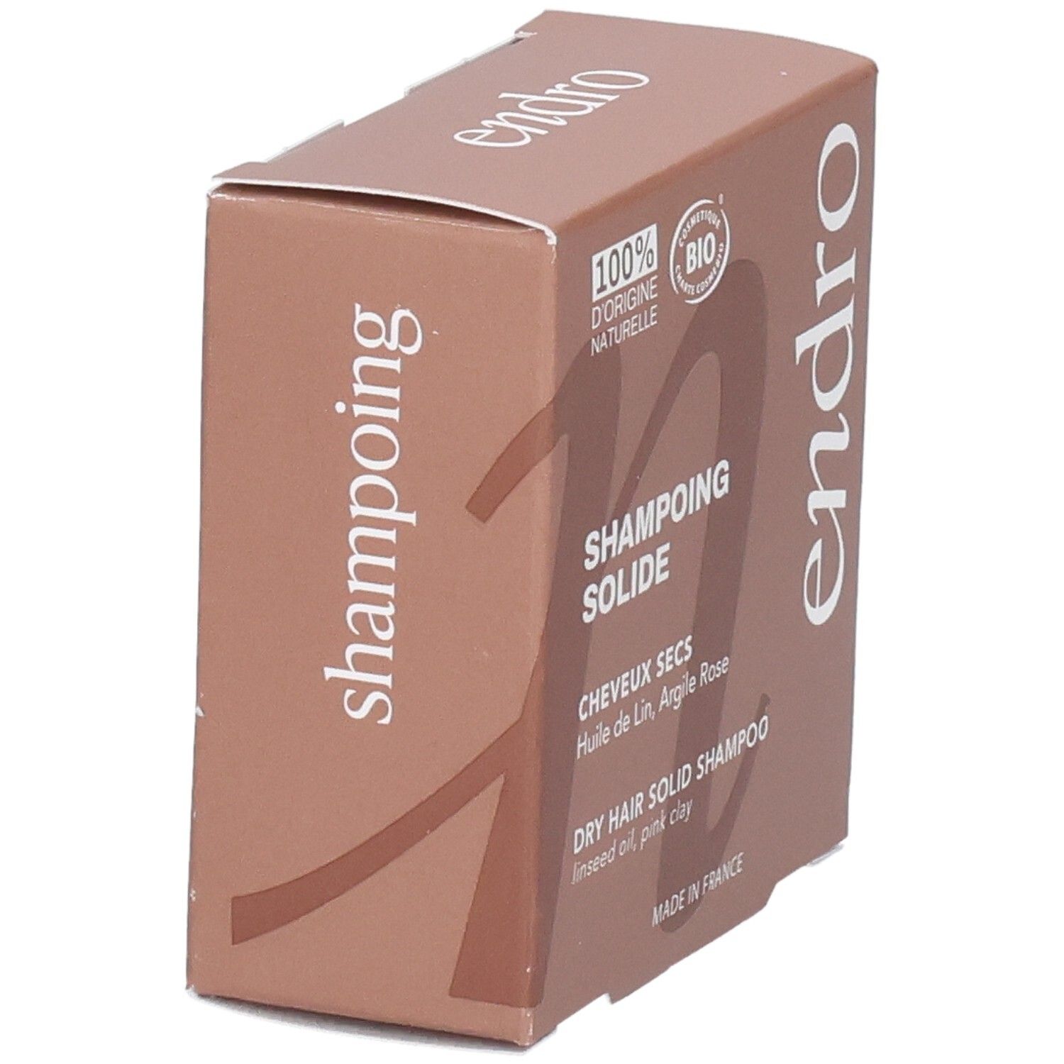 Braune Kartonverpackung für festes Shampoo, 100% Bio, für trockenes Haar.