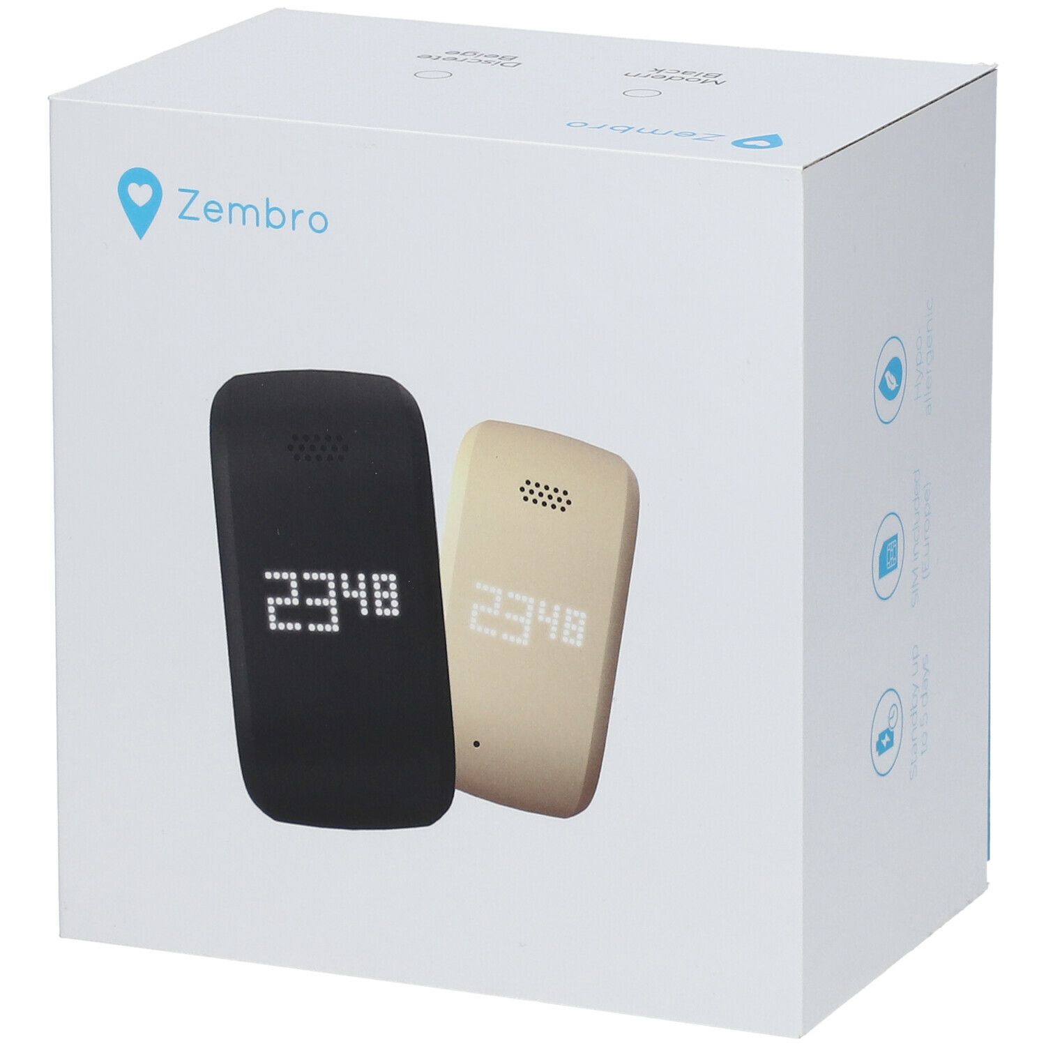 Zembro Notrufarmband beige schwarz