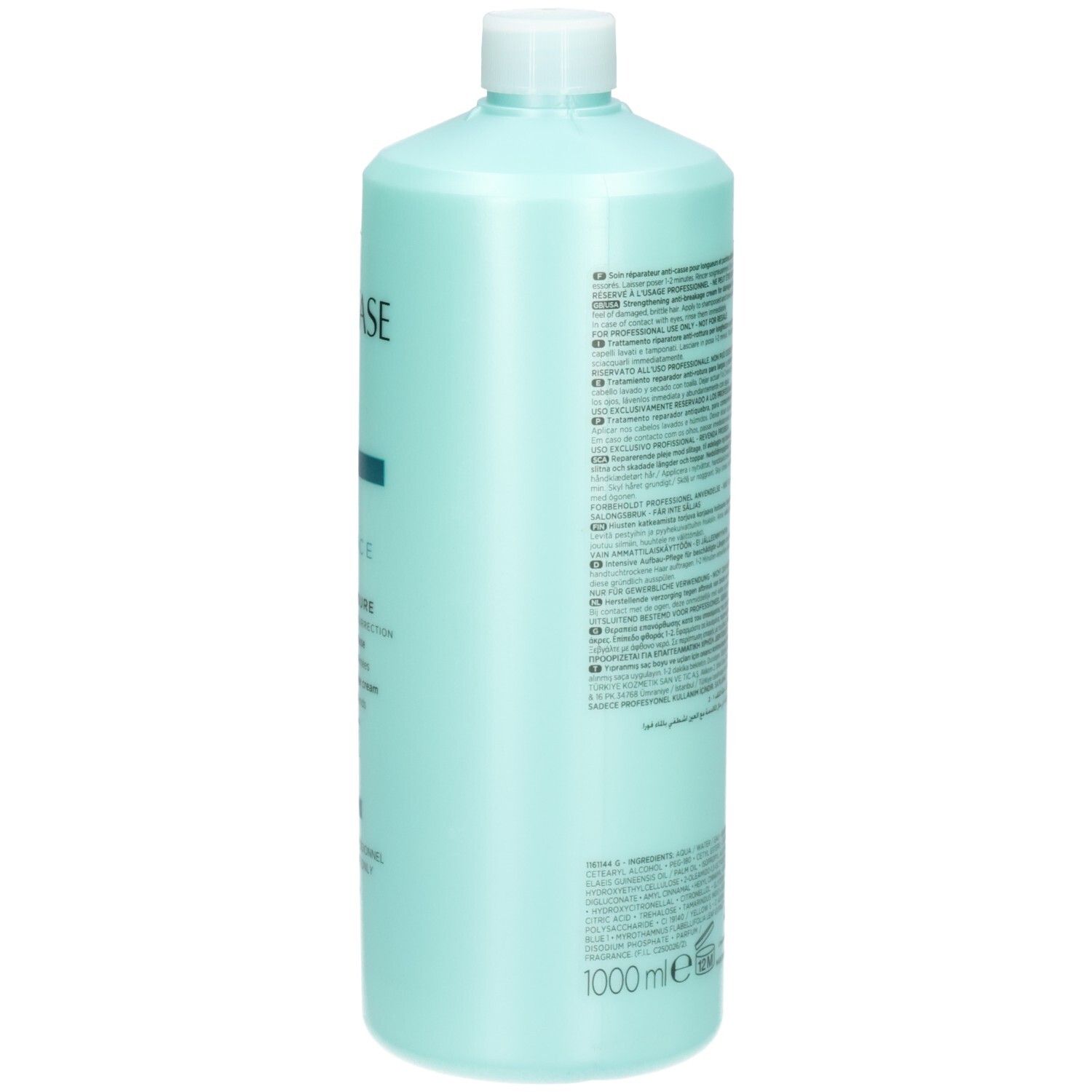 Seite Kérastase Resistance Ciment Anti-Usure Flakon. Produktinformationen und Volumen 1000ml.