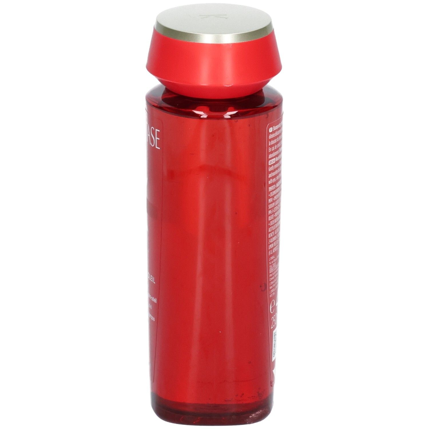 Rote Kérastase Soleil Bain Après-Soleil Flasche, Seitenansicht.