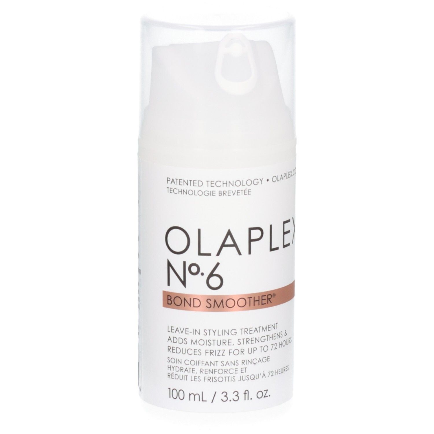 Olaplex Nr. 6 Bond Smoother Leave-in Styling Treatment Flasche mit Pumpspender.
