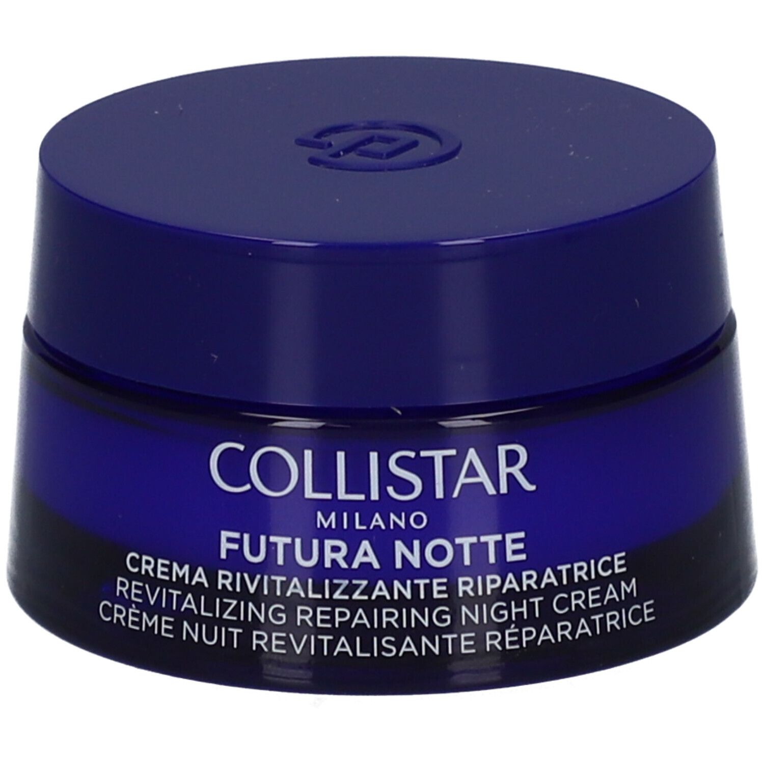 Collistar Revitalizing Repair Night Cream in einem blauen Tiegel mit Deckel.