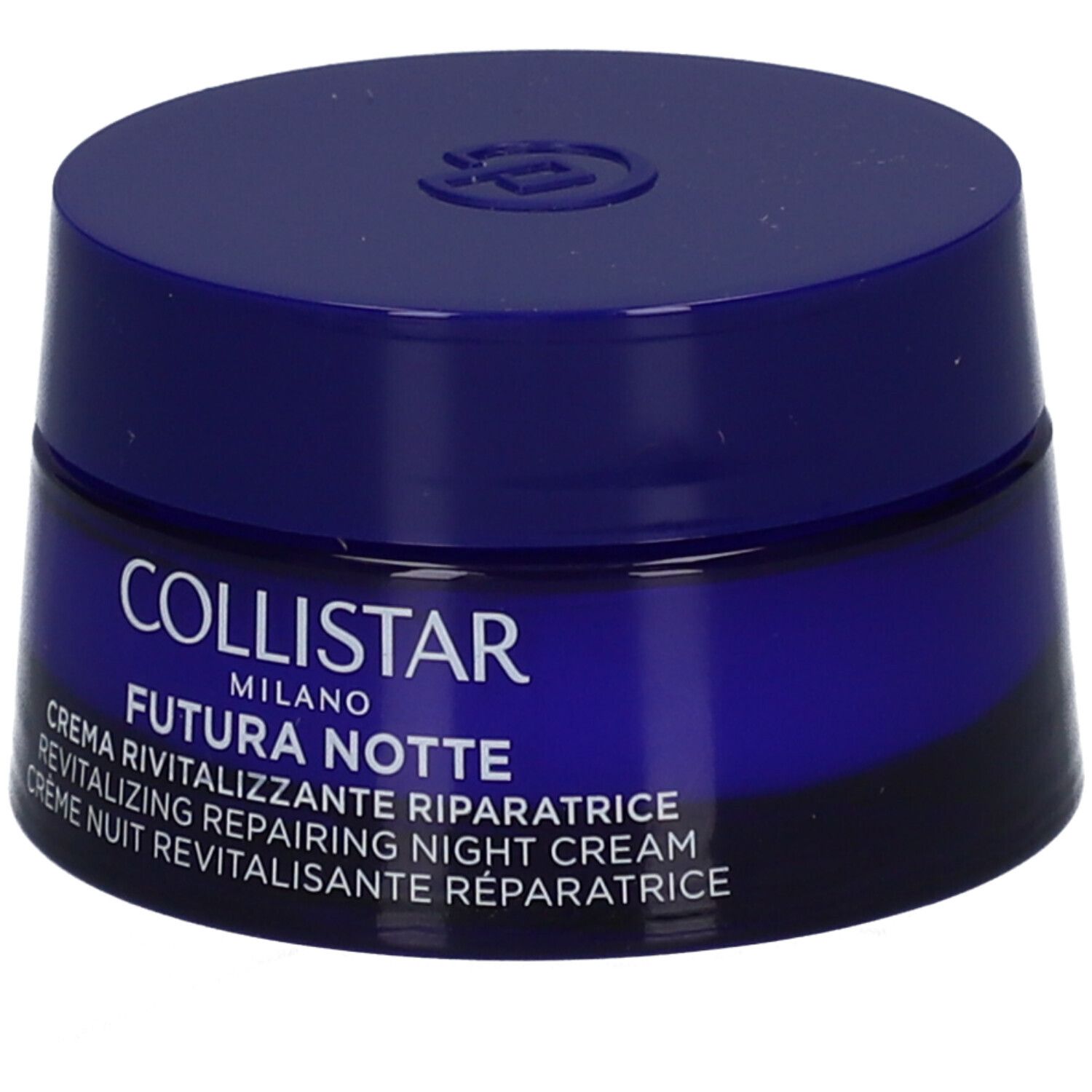 Collistar Revitalizing Repair Night Cream in einem blauen Tiegel mit Deckel.