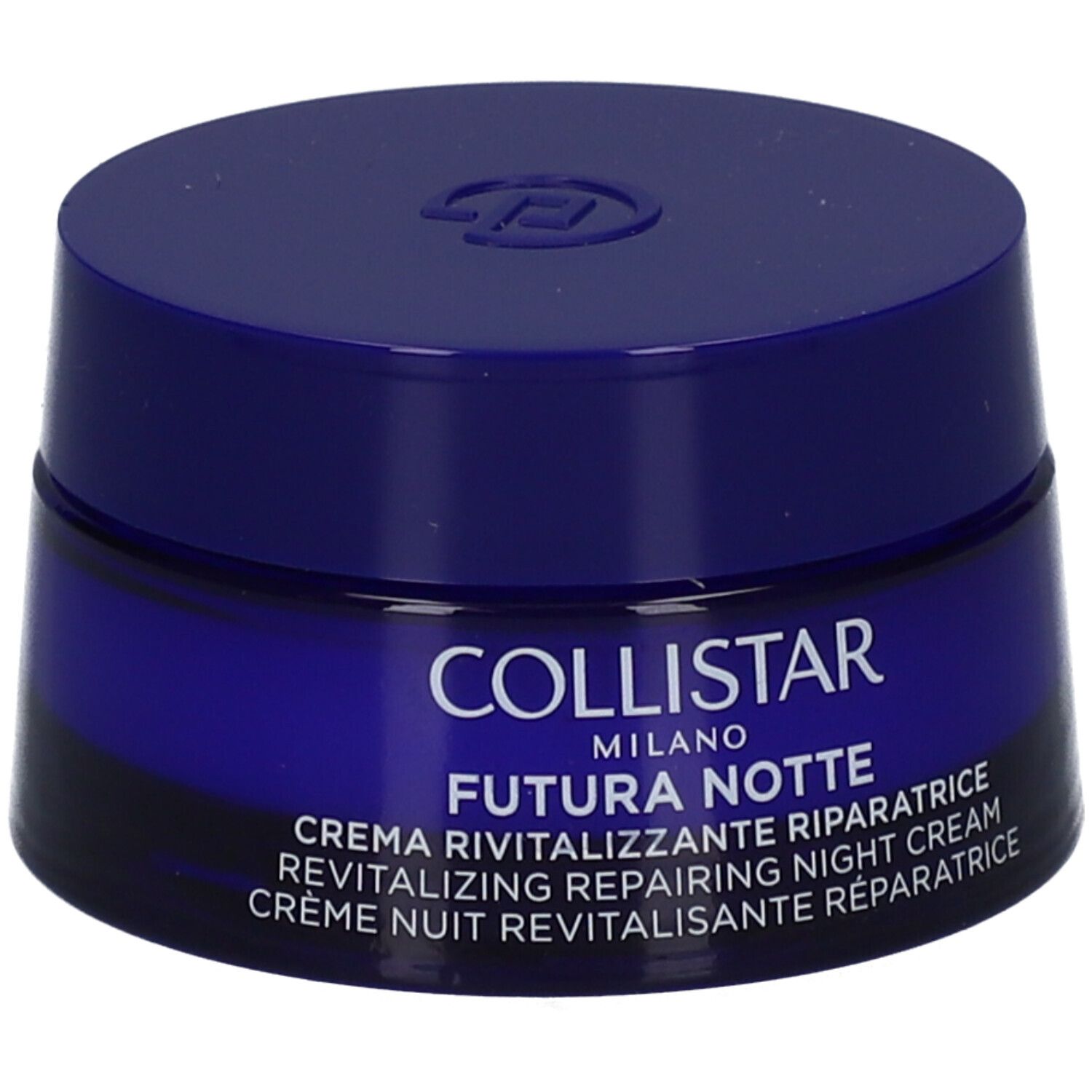 Collistar Revitalizing Repair Night Cream in einem blauen Tiegel mit Deckel.