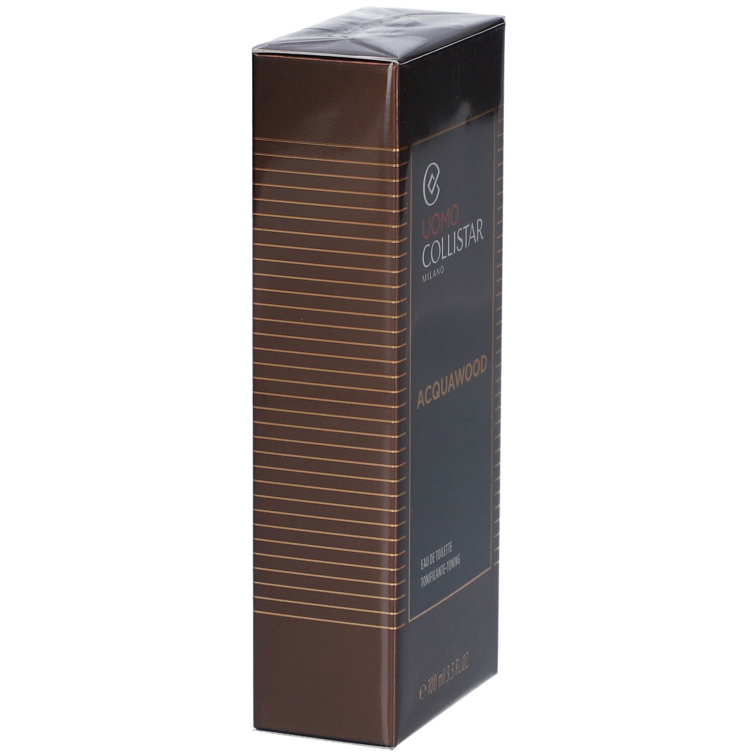 Braune rechteckige Schachtel. Uomo Collistar Milano, Acqua Wood, Eau de Toilette. 100 ml.