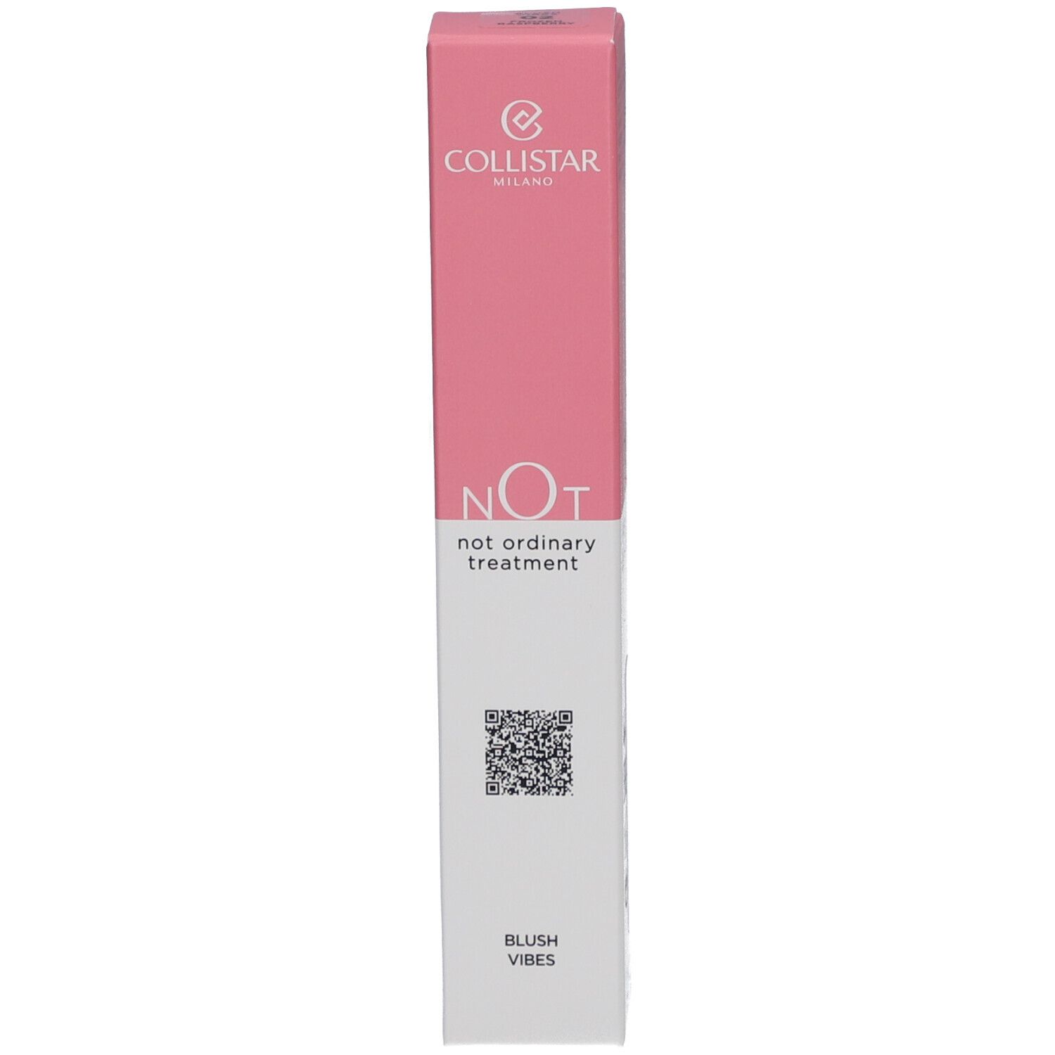 Rosa Verpackung. Aufschrift: Collistar, NOT, Blush Vibes. QR-Code.