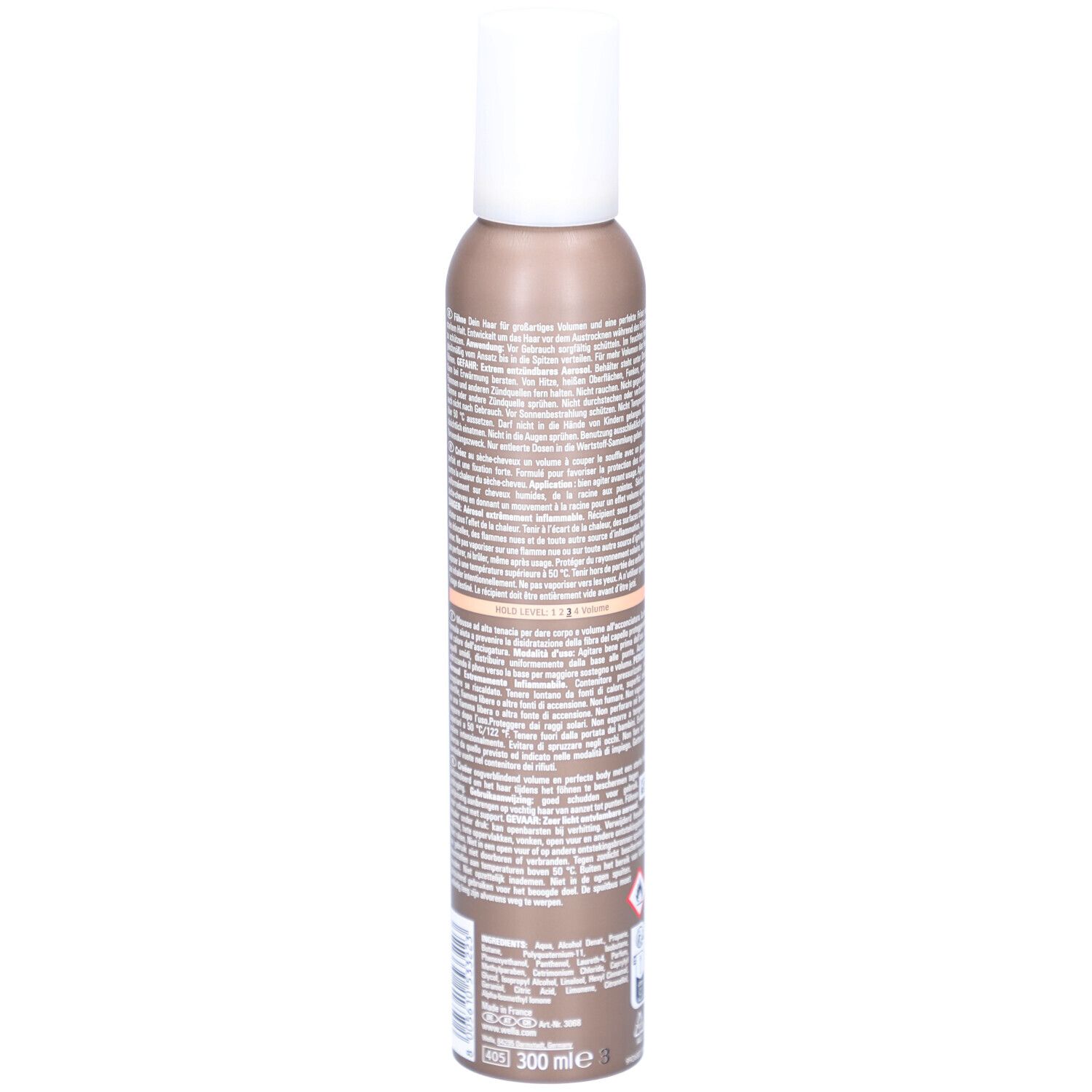 Braune Aerosoldose mit weißem Verschluss, 300 ml.
