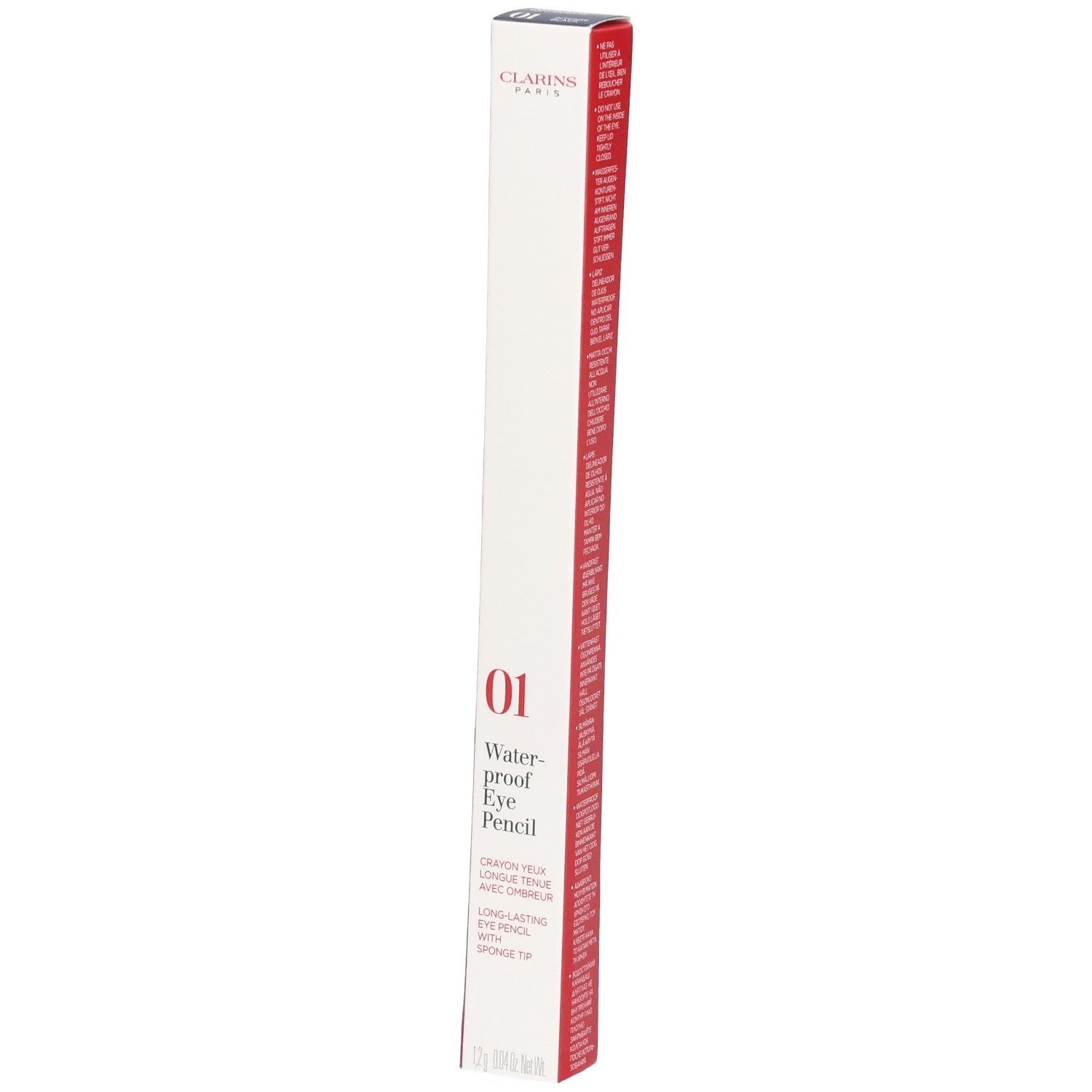 Verpackung des CLARINS CRAYON YEUX WP 01 NOIR, wasserfester Augenstift.