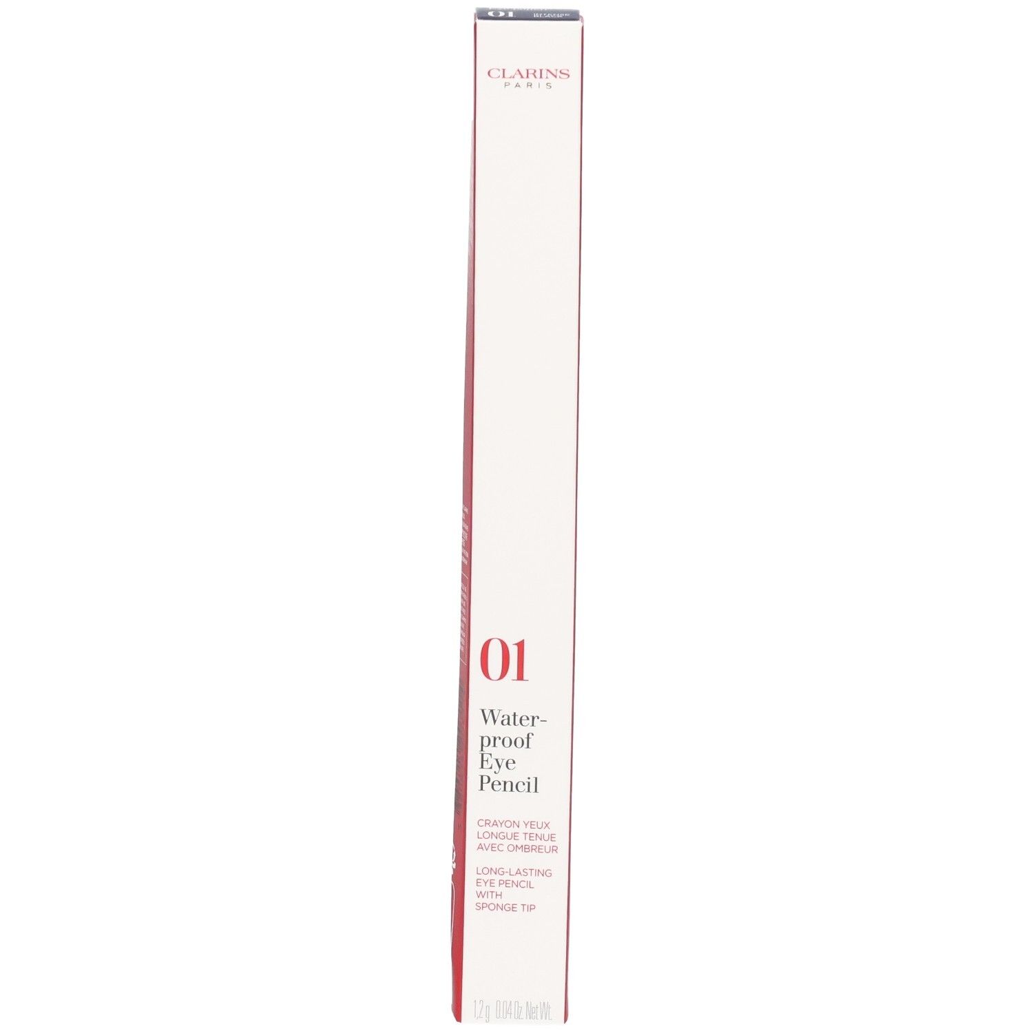 Verpackung des CLARINS CRAYON YEUX WP 01 NOIR, mit QR-Code.