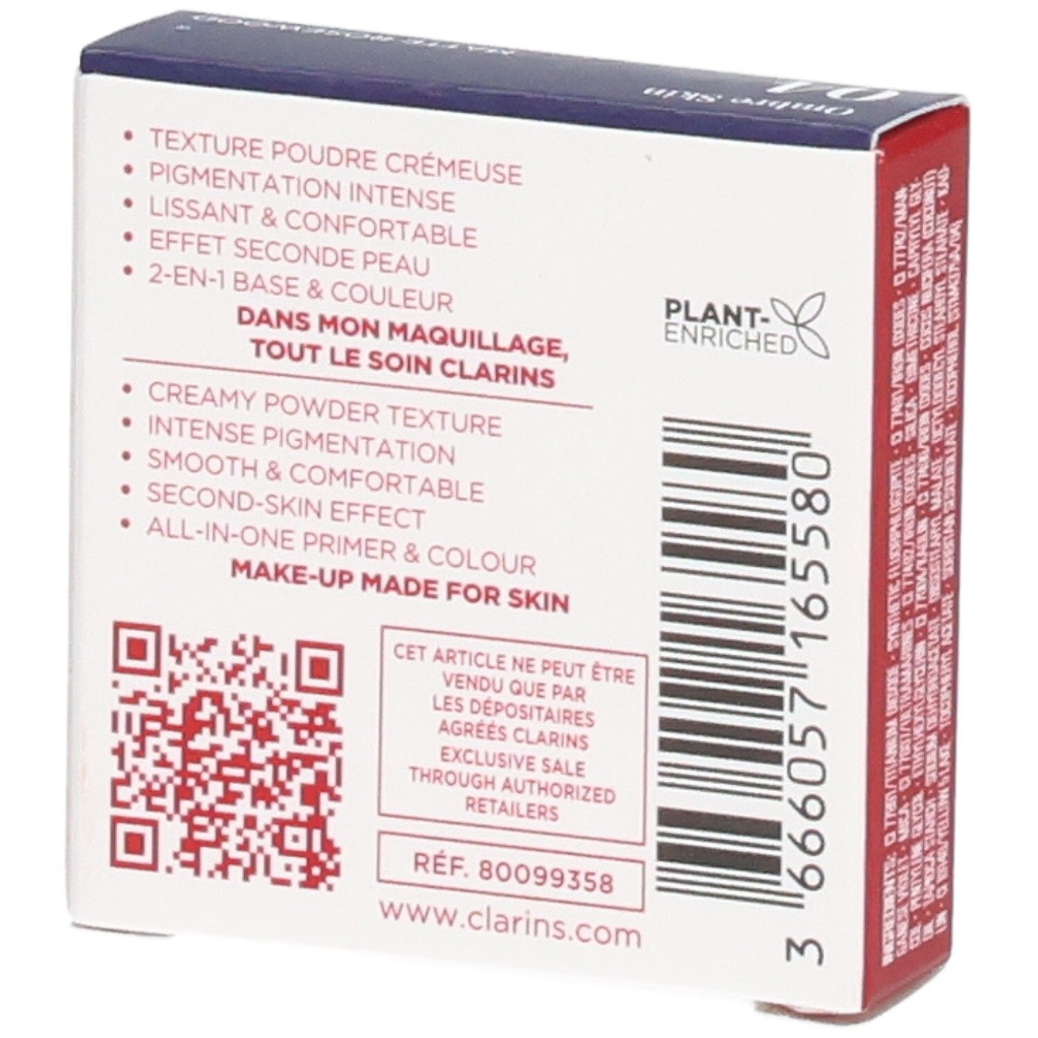 Clarins Ombre Skin Mono Lidschatten 04 Matte Rosewood, Rückseite mit Produktmerkmalen.