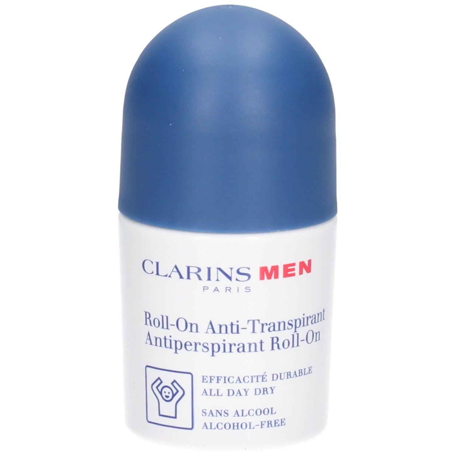 Clarins Men Roll-On Antitranspirant mit blauem Verschluss. Alkohol-frei.